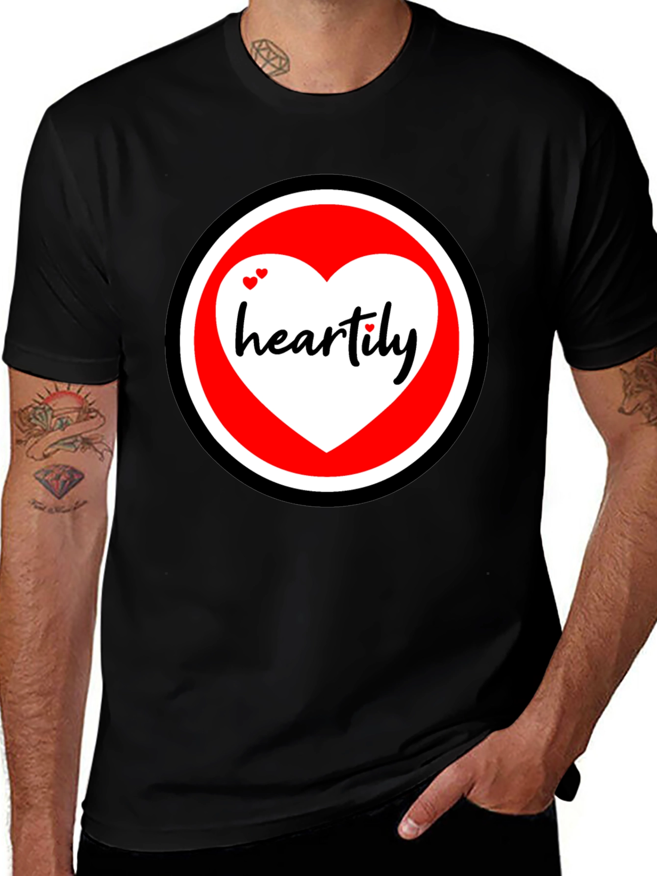 Heartily Graphic T-Shirt - Black Cotton Blend
