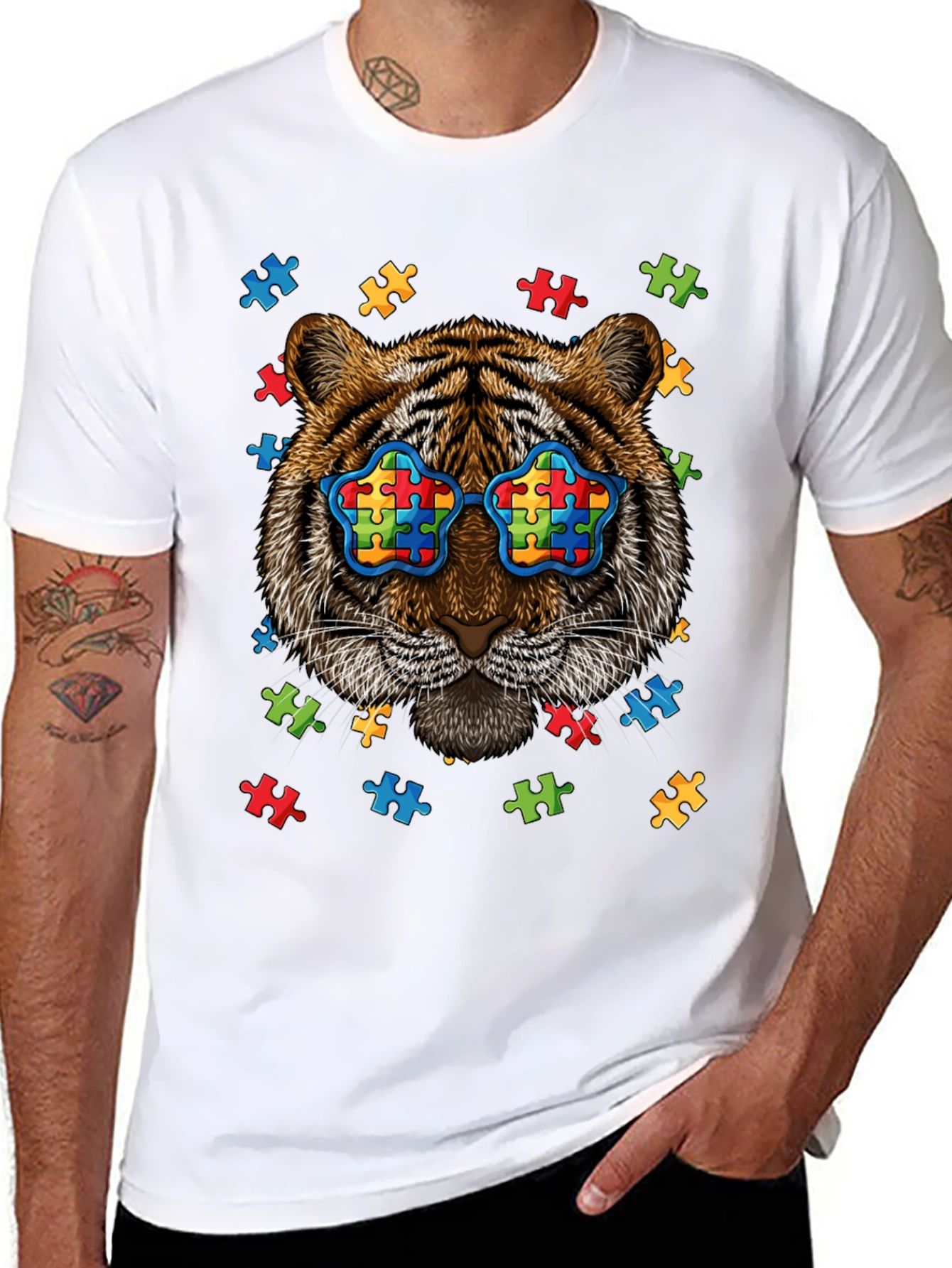Autism Awareness Tiger Graphic T-Shirt