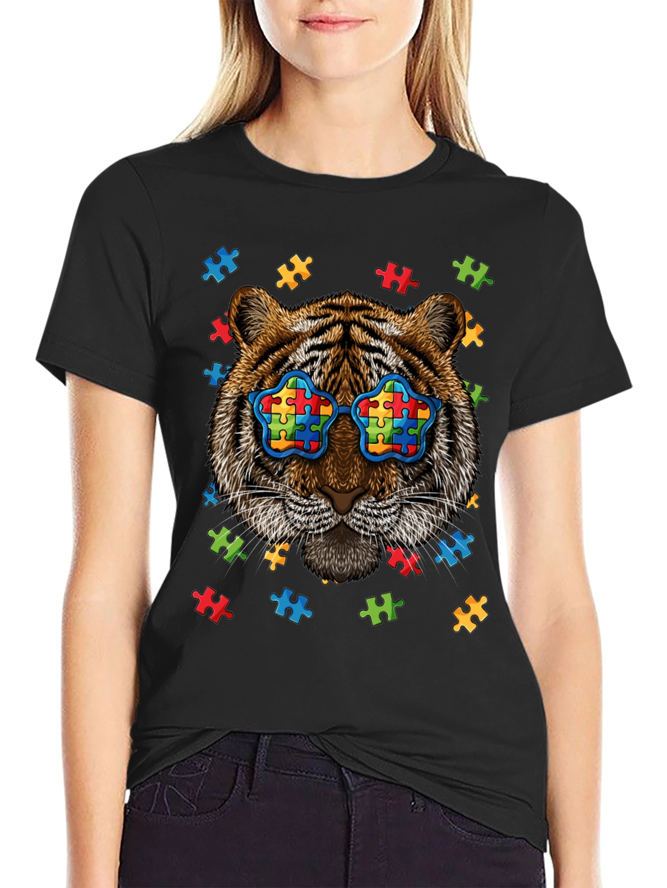 Autism Awareness Tiger Graphic T-Shirt