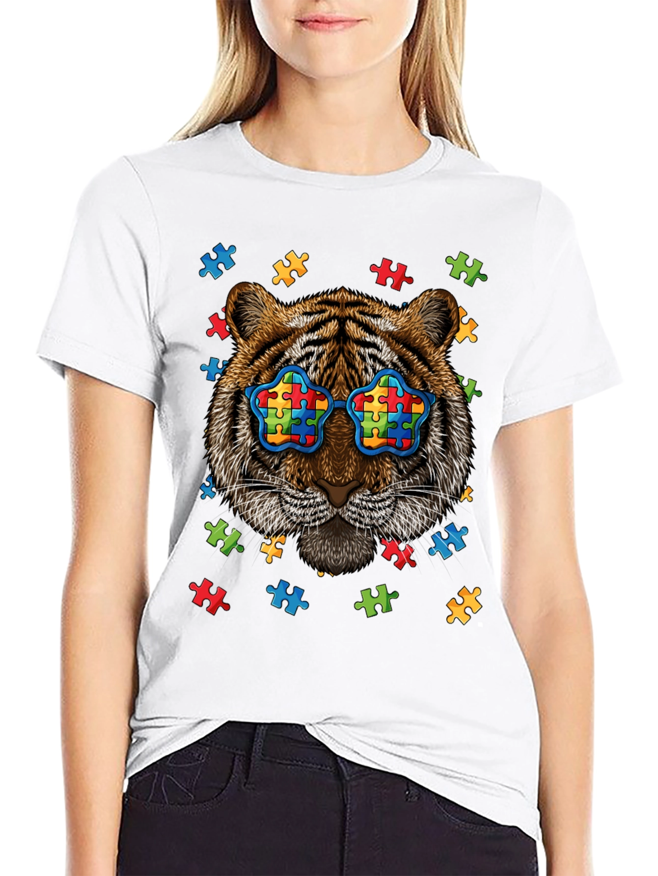 Autism Awareness Tiger Graphic T-Shirt