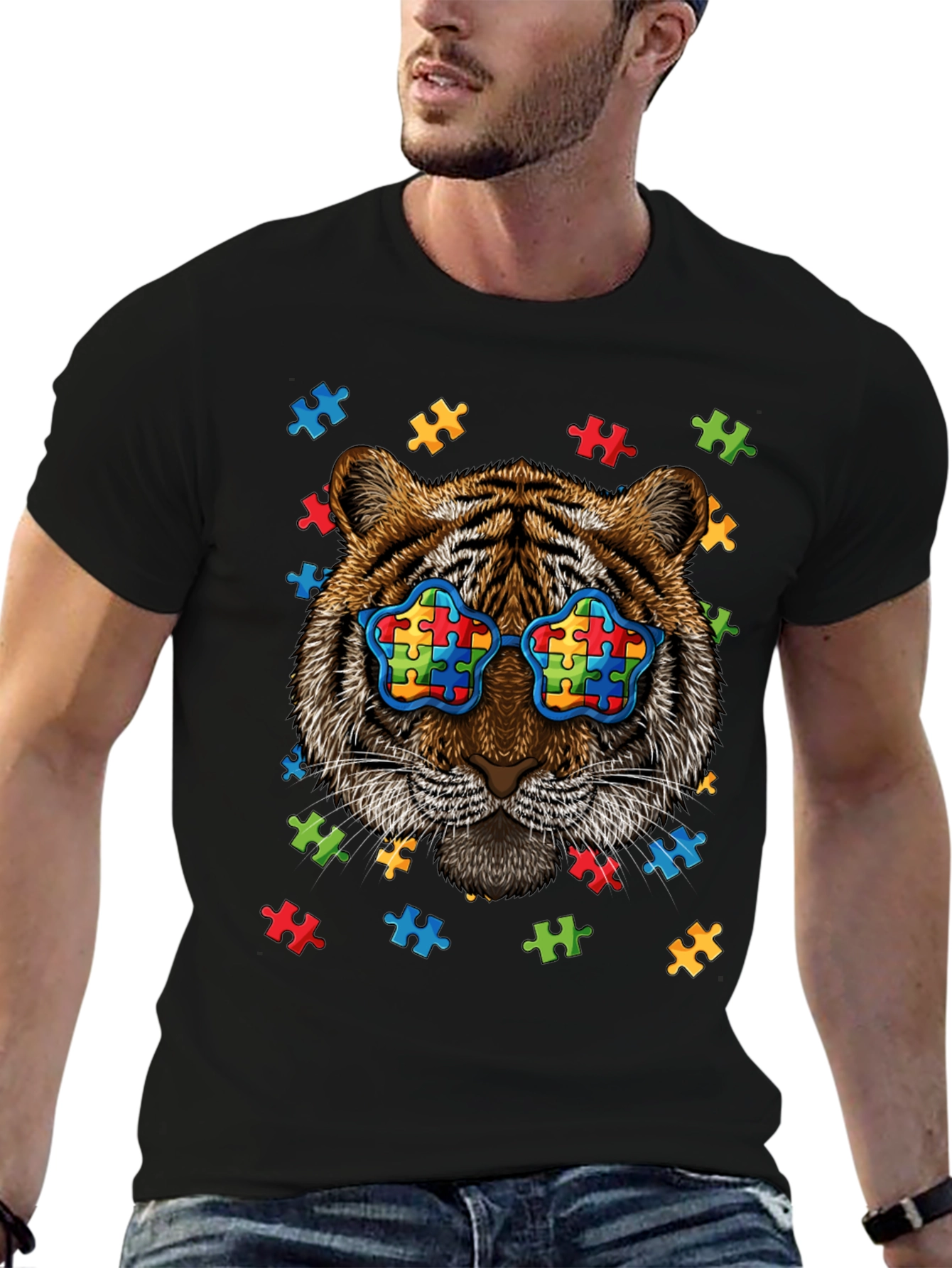Autism Awareness Tiger Graphic T-Shirt