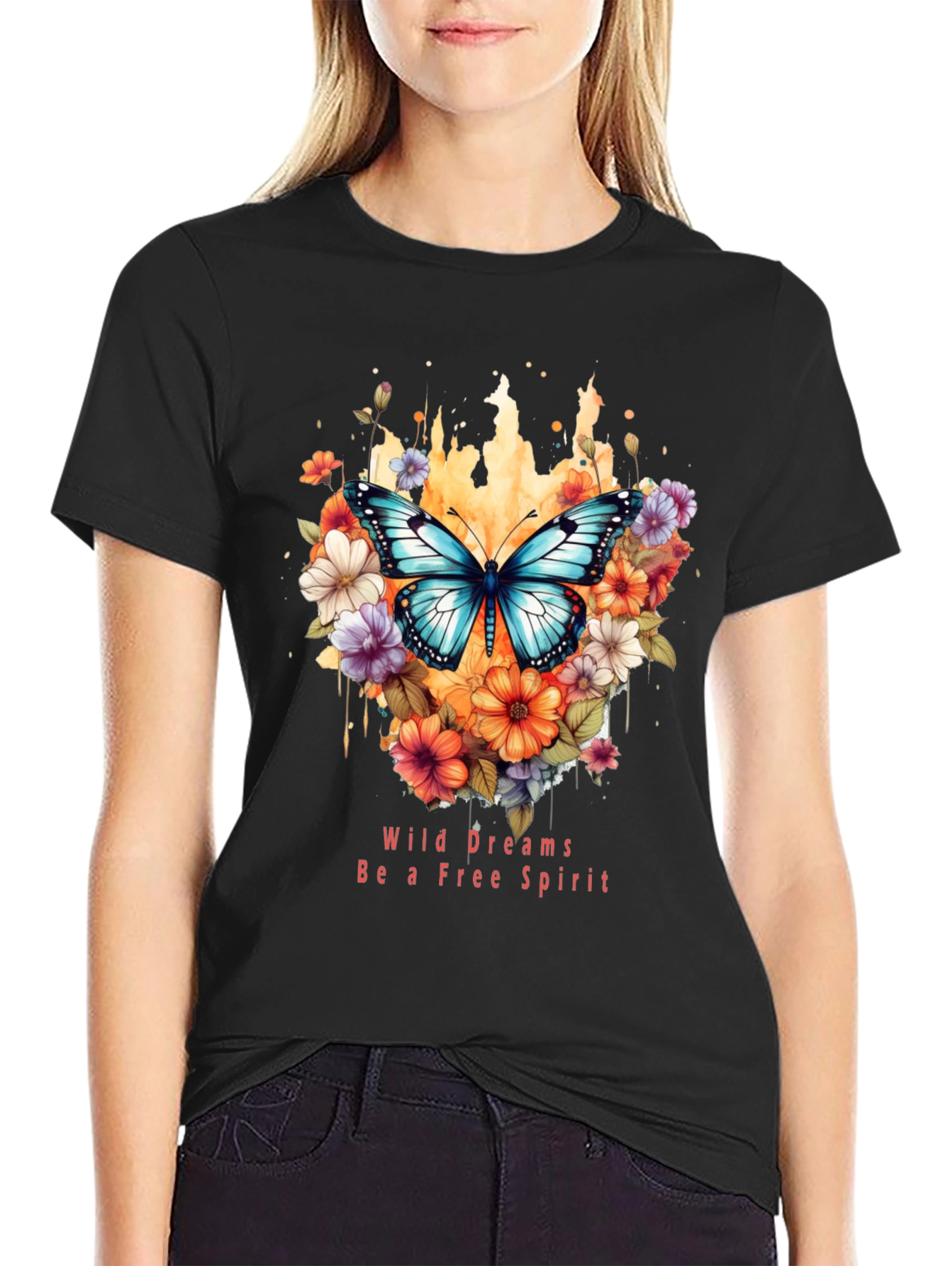 Wild Dreams Free Spirit Butterfly Graphic T-Shirt