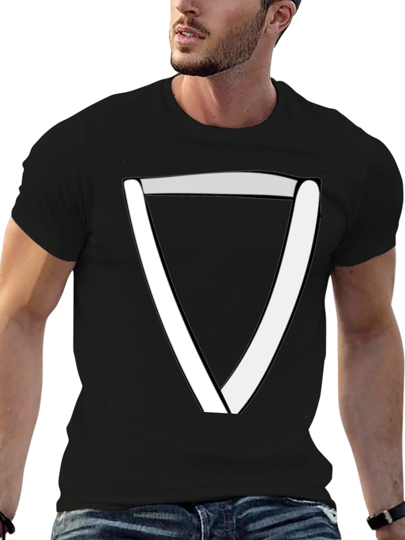 Modern Geometric Triangle T-Shirt - Black