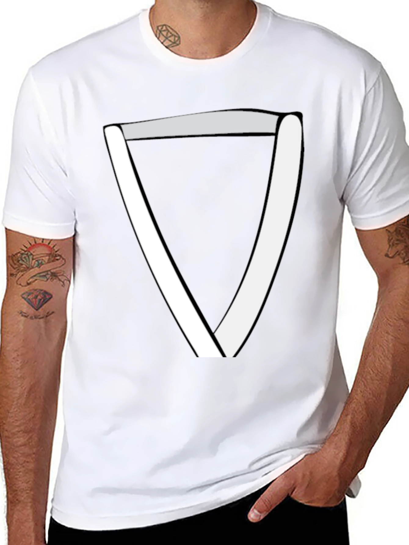 Modern Geometric Triangle T-Shirt - Black