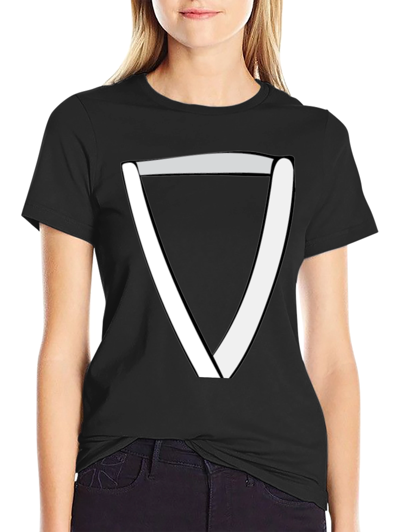 Modern Geometric Triangle T-Shirt - Black