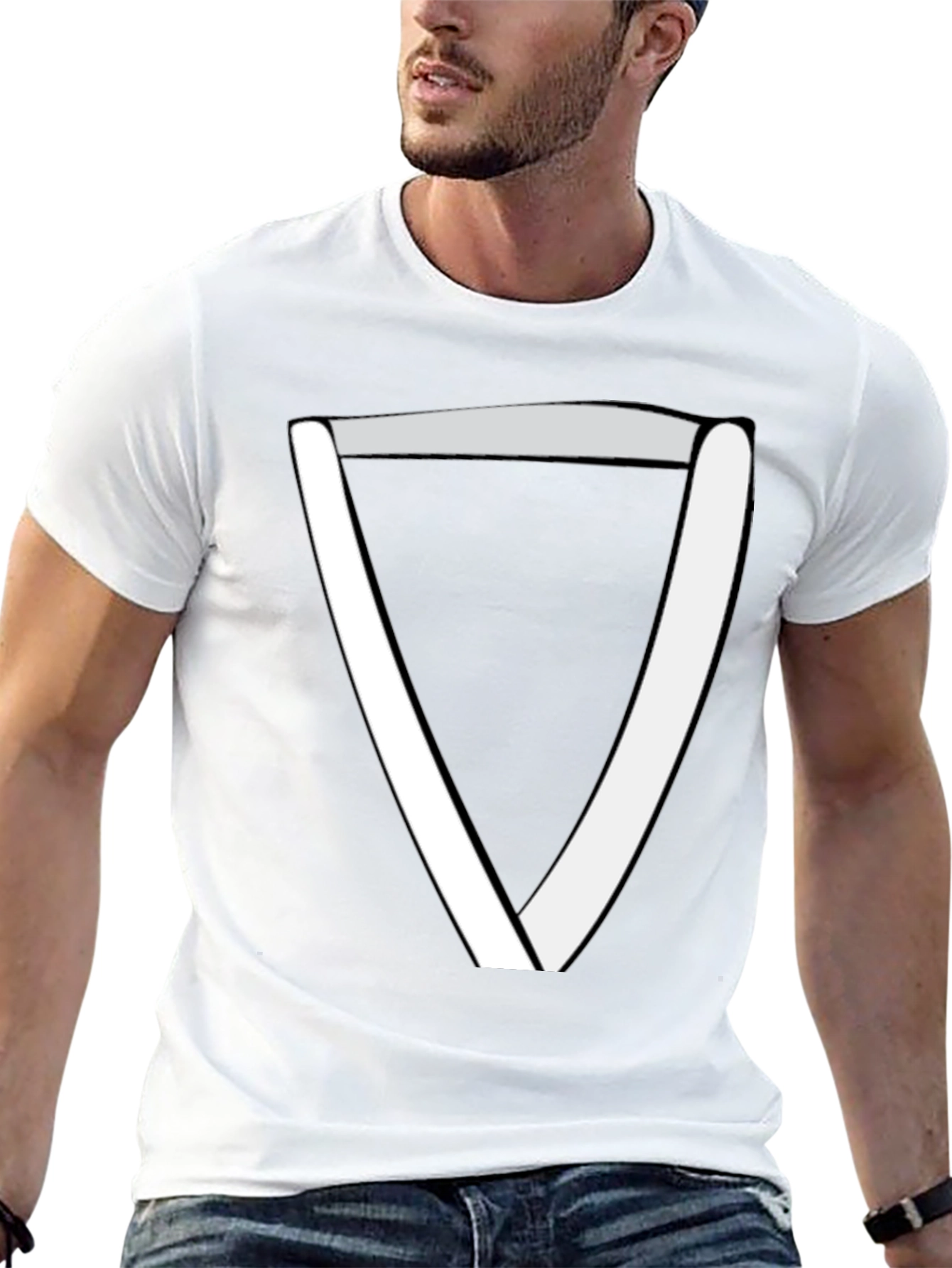 Modern Geometric Triangle T-Shirt - Black