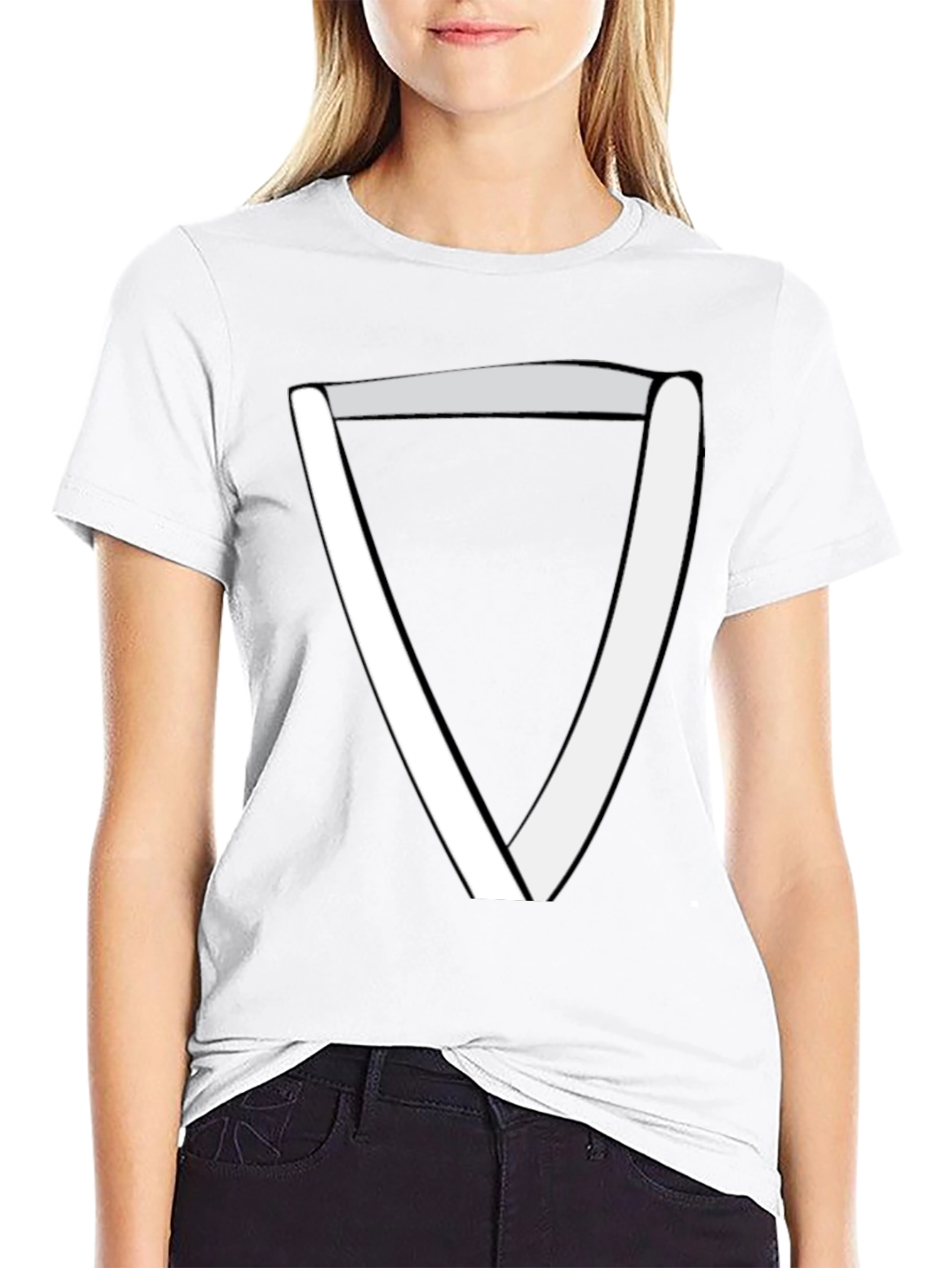 Modern Geometric Triangle T-Shirt - Black