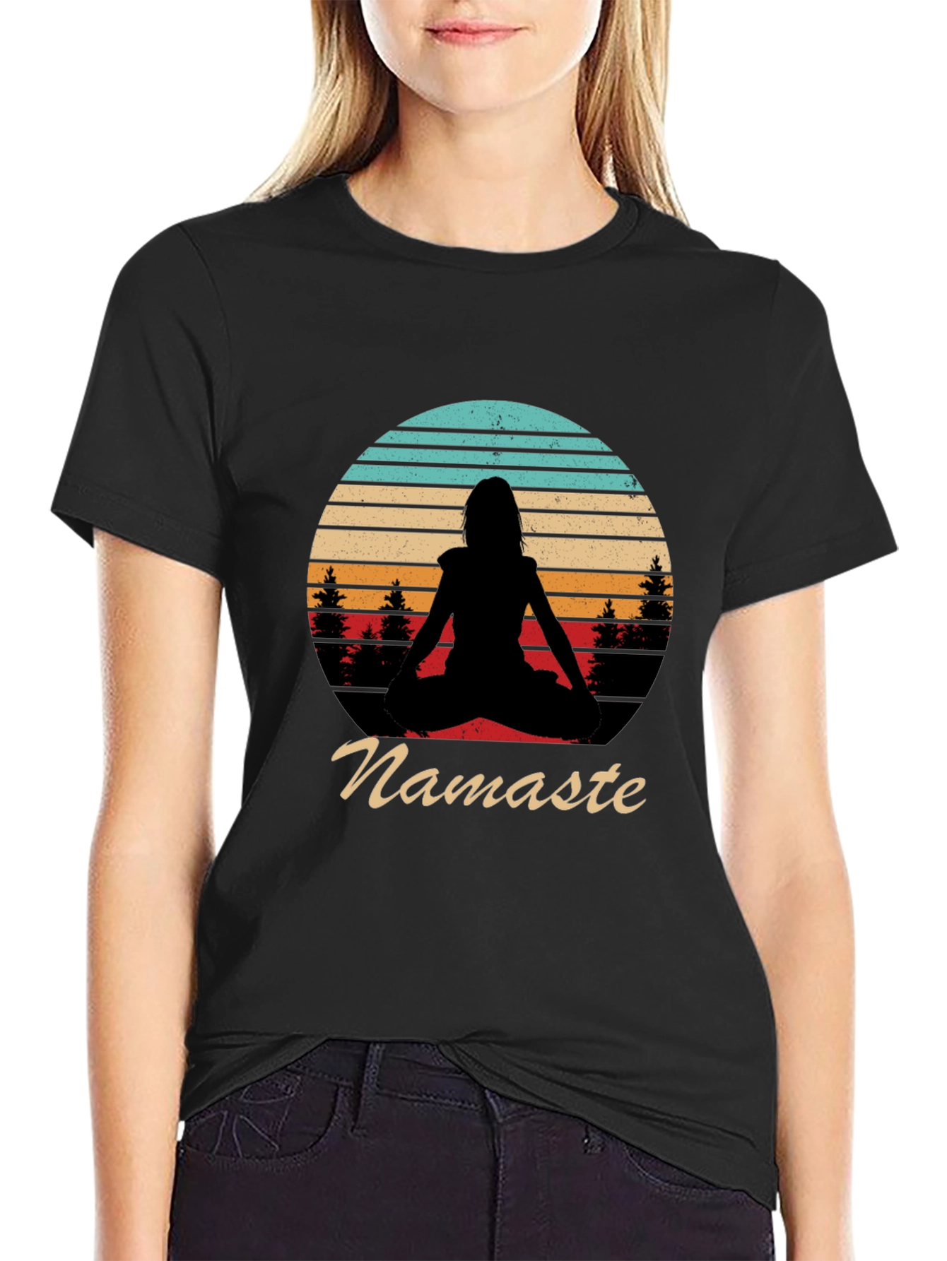 Namaste Yoga Pose Silhouette T-Shirt