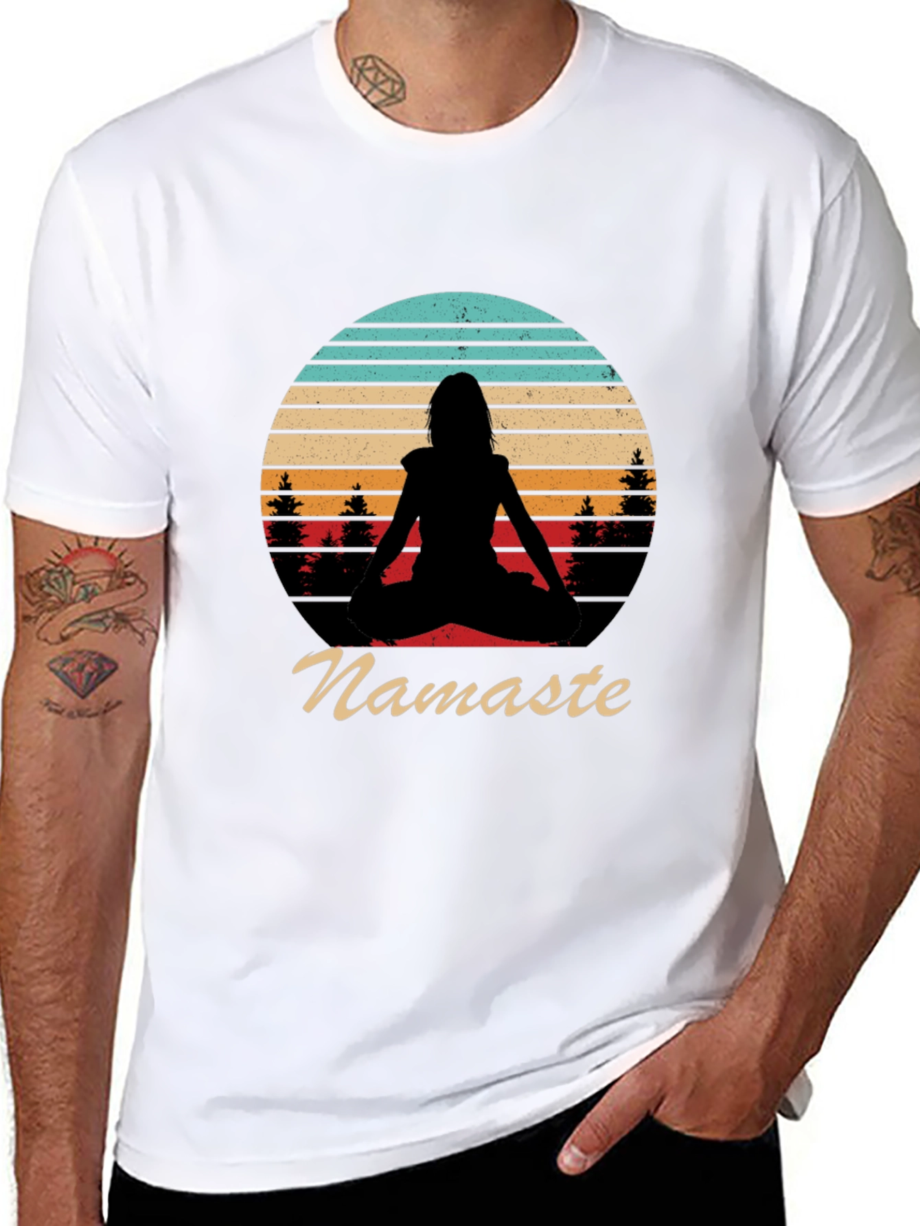 Namaste Yoga Pose Silhouette T-Shirt