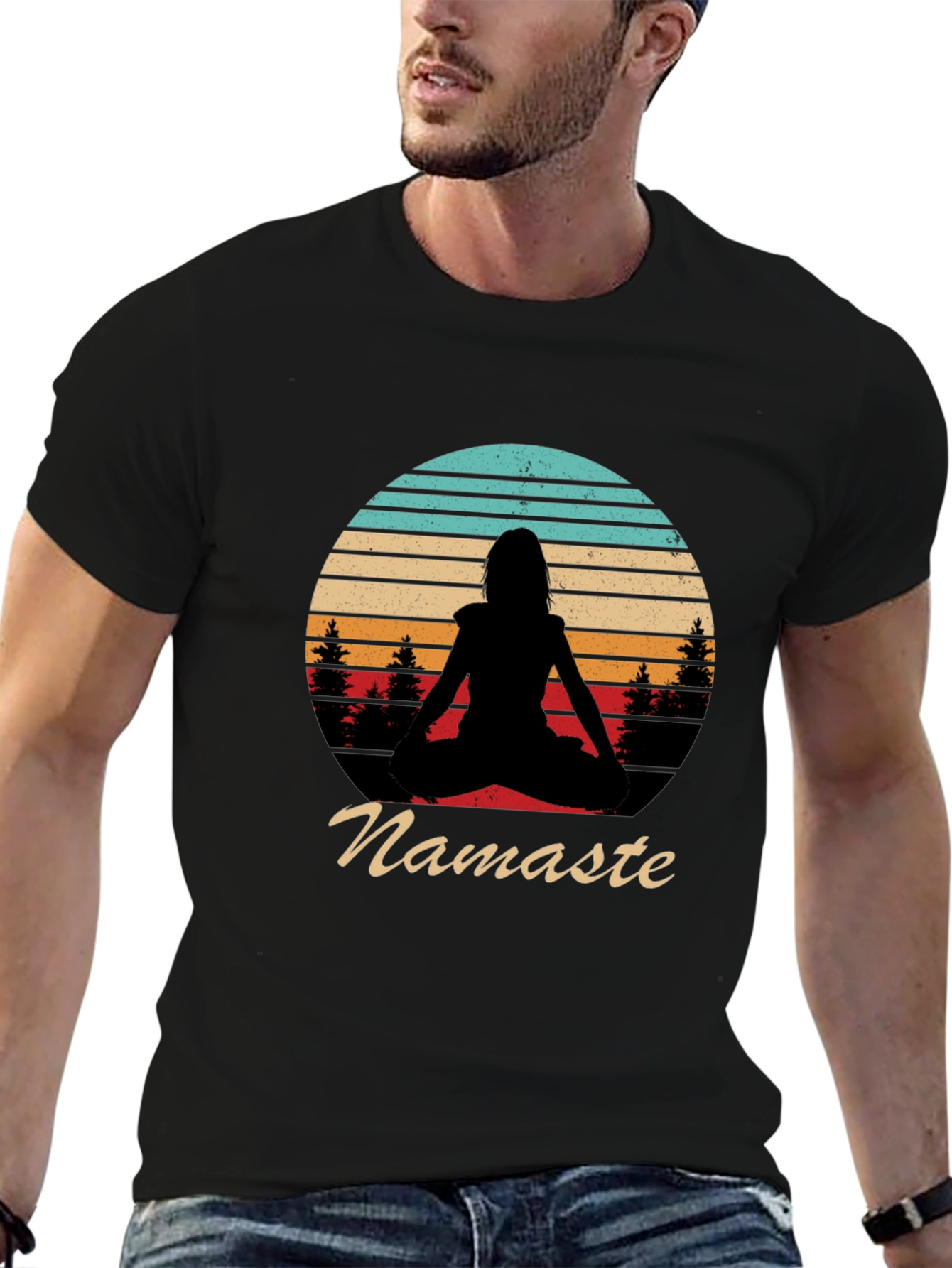 Namaste Yoga Pose Silhouette T-Shirt