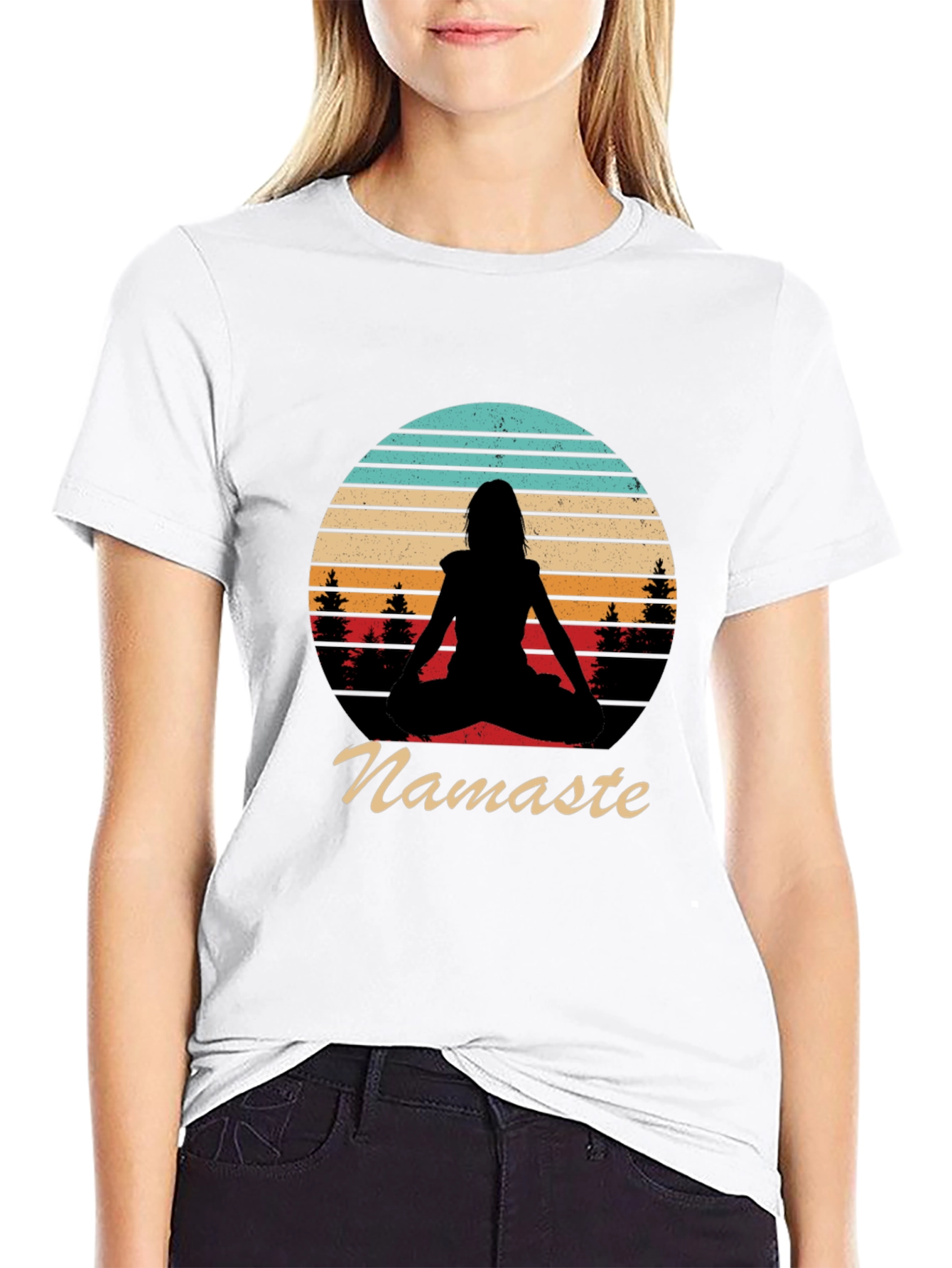 Namaste Yoga Pose Silhouette T-Shirt