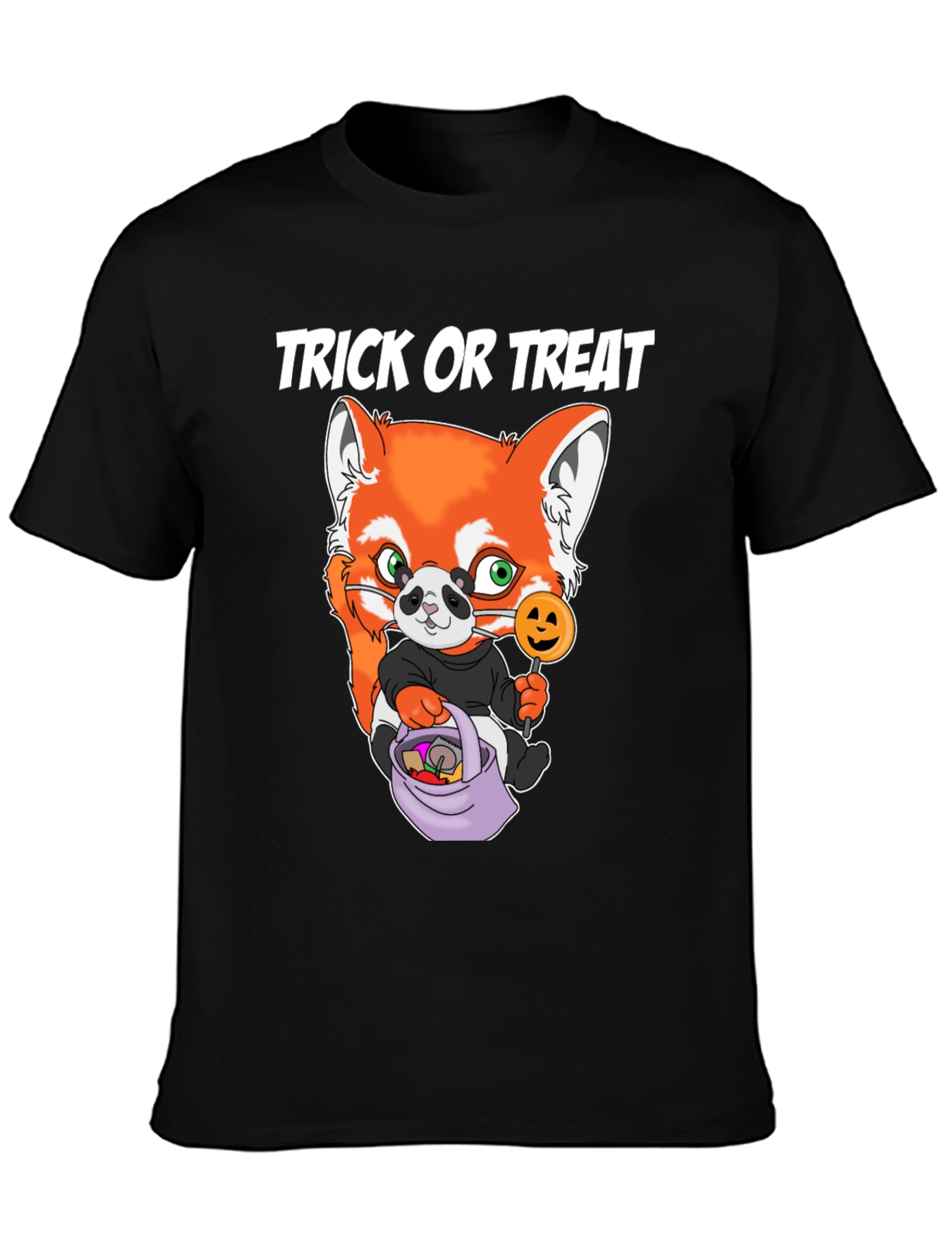 Halloween Trick or Treat Red Panda Graphic Tee