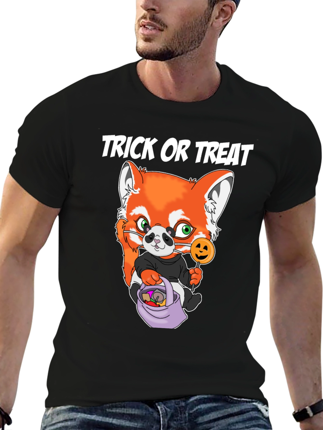 Halloween Trick or Treat Red Panda Graphic Tee