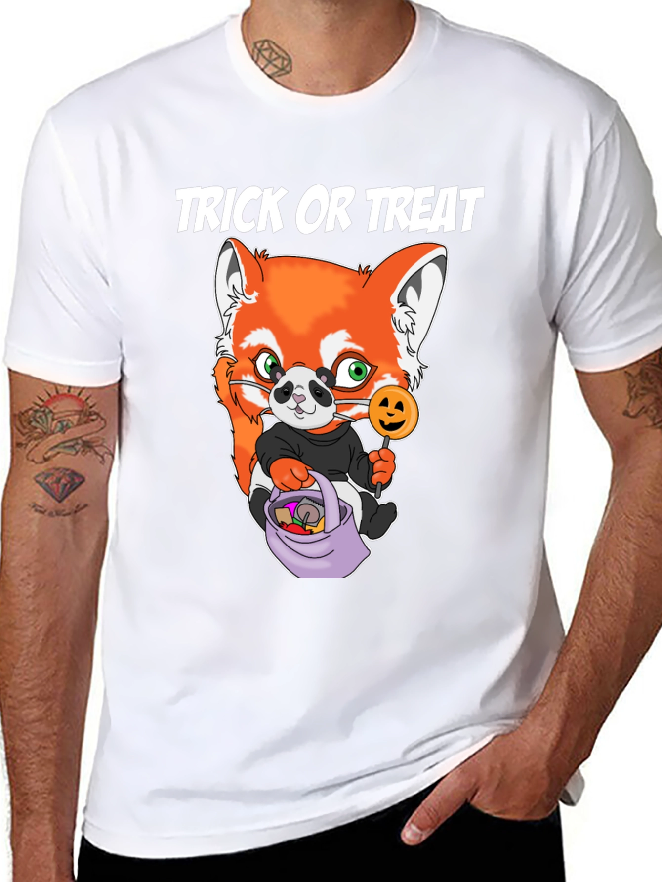 Halloween Trick or Treat Red Panda Graphic Tee
