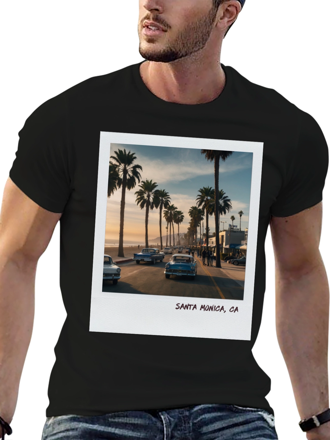 Santa Monica CA Palm Tree Graphic T-Shirt