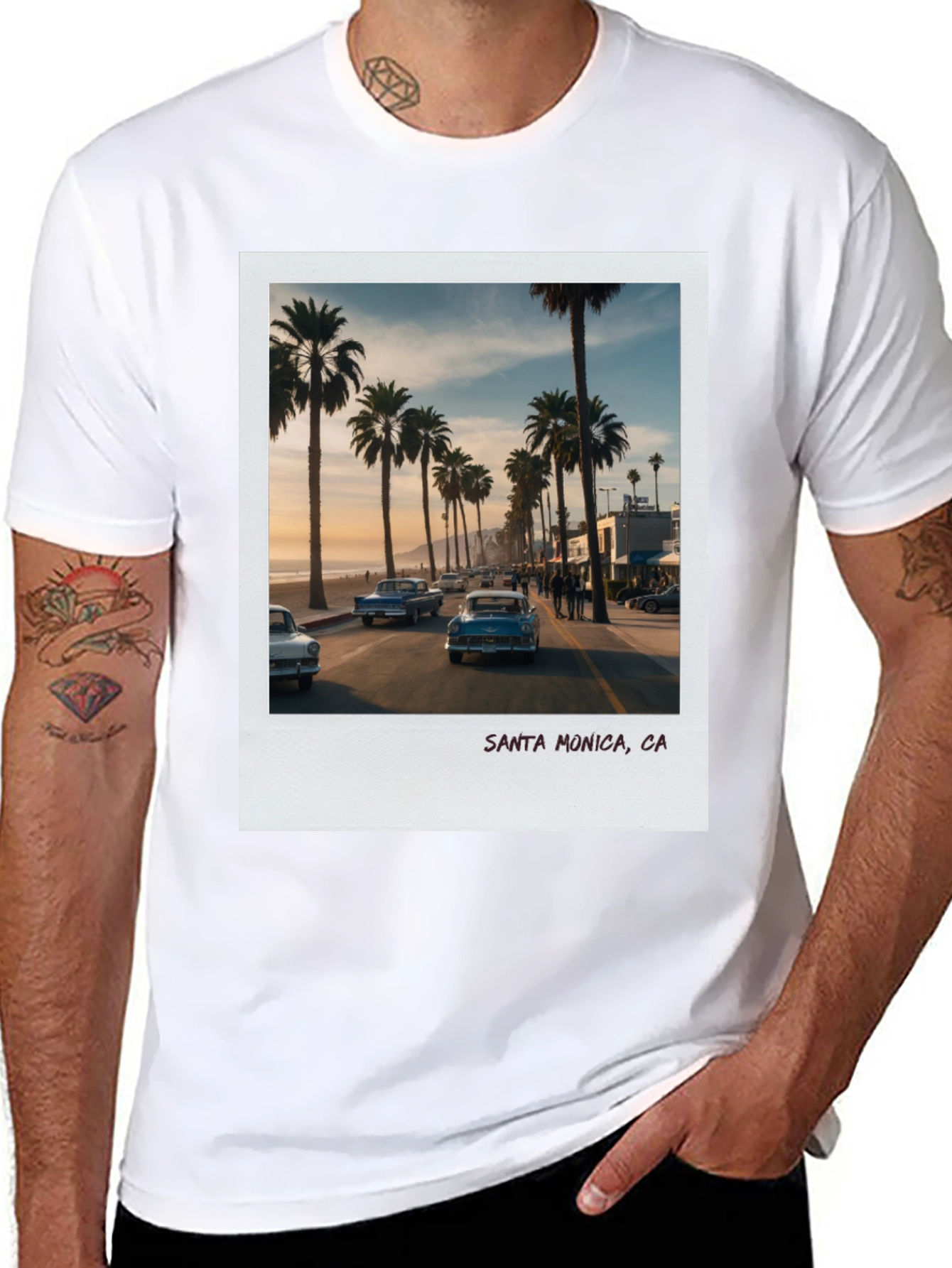 Santa Monica CA Palm Tree Graphic T-Shirt