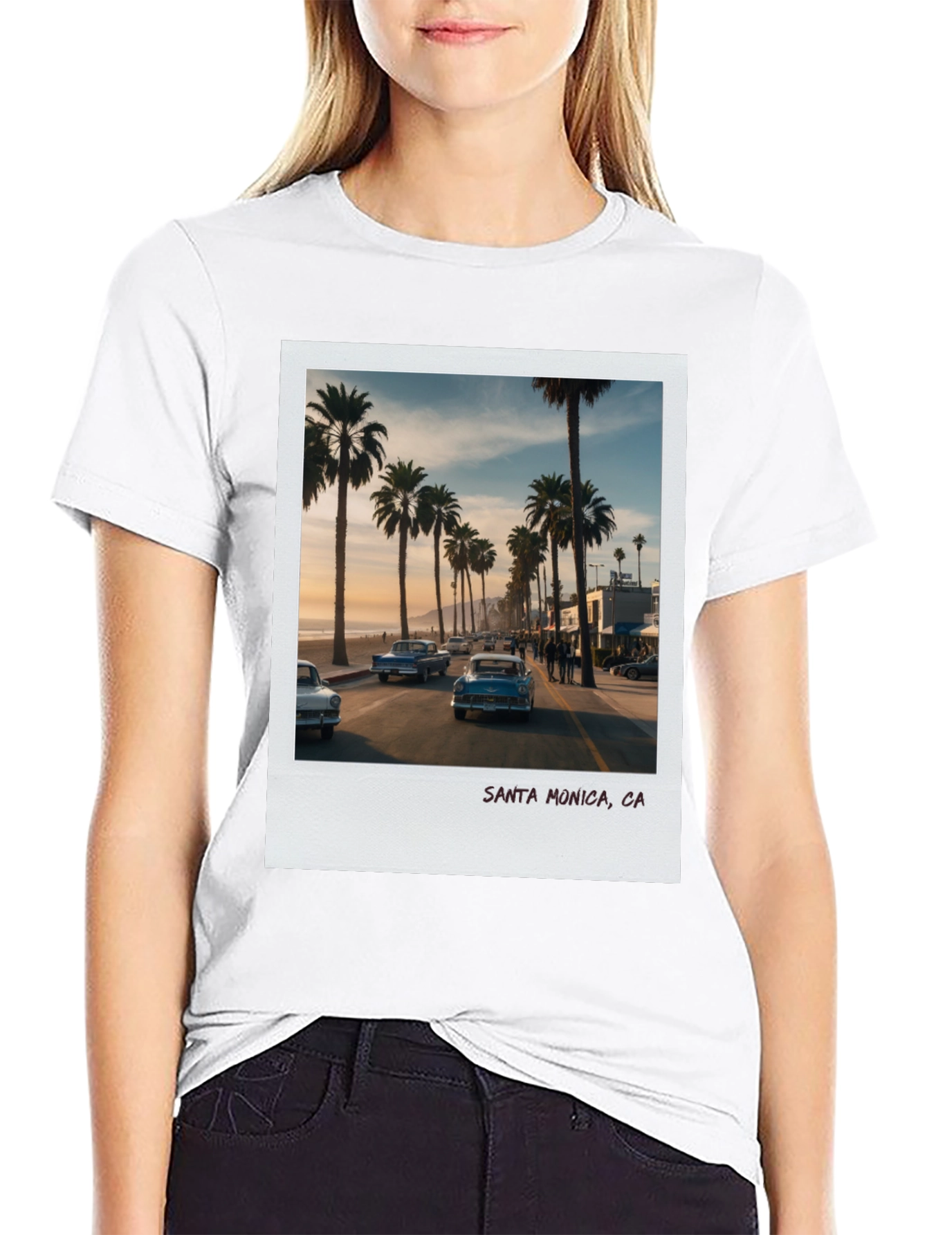 Santa Monica CA Palm Tree Graphic T-Shirt