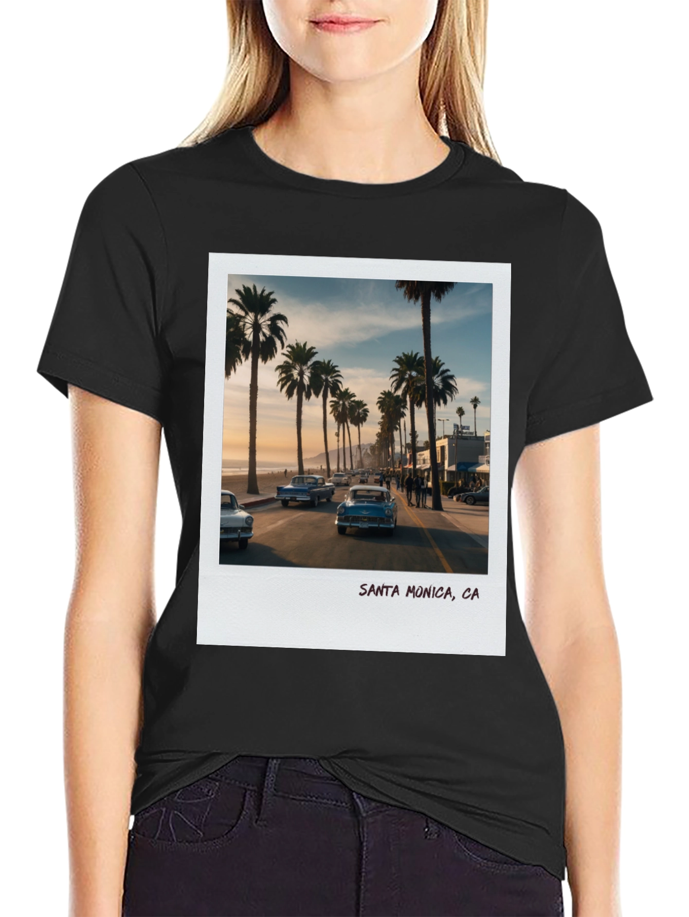 Santa Monica CA Palm Tree Graphic T-Shirt