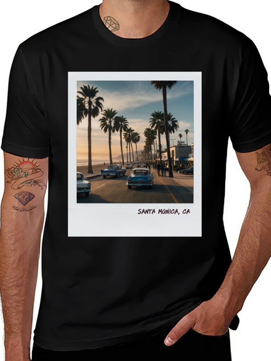 Santa Monica CA Palm Tree Graphic T-Shirt