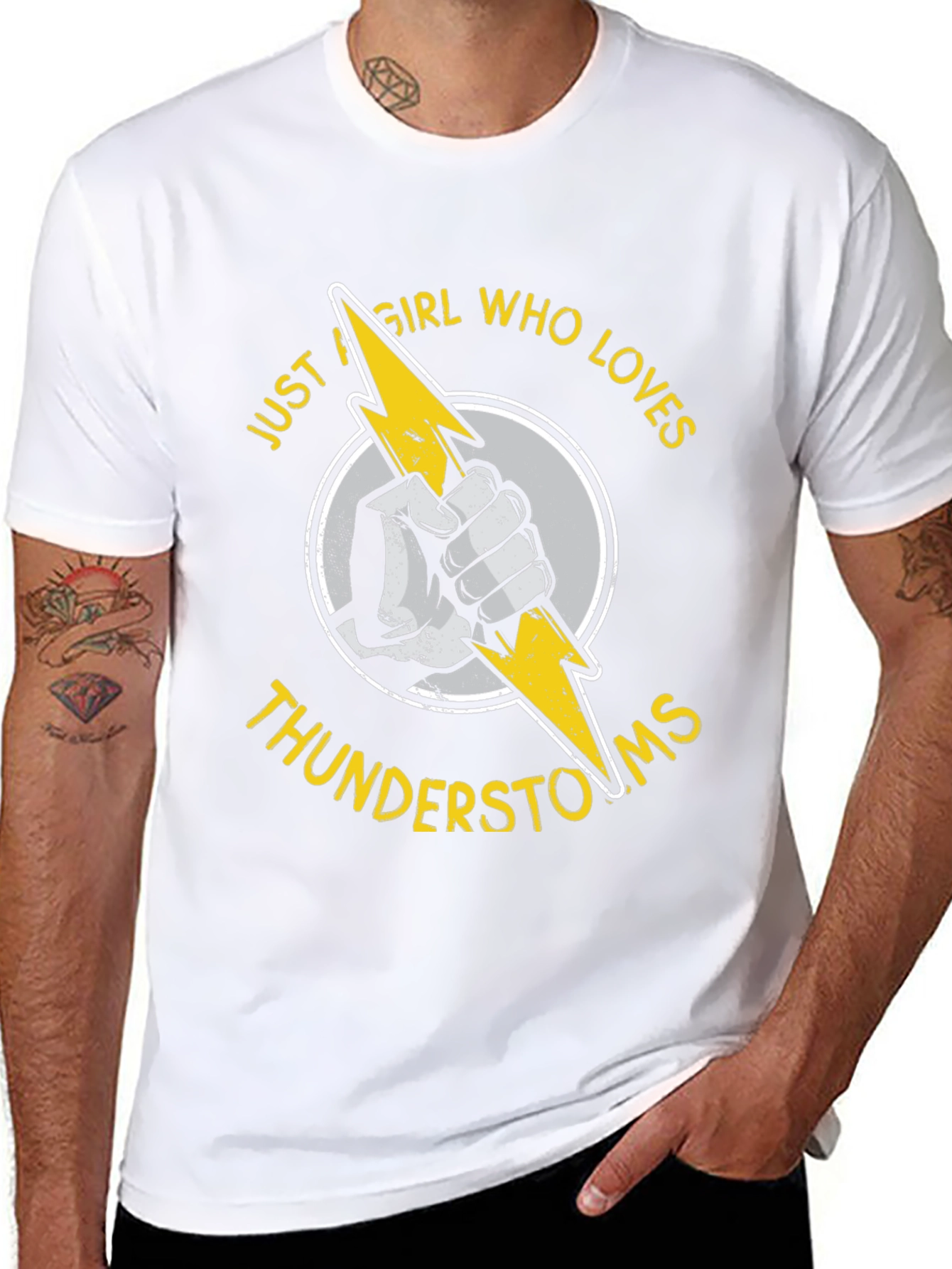 Girl Loves Thunderstorms Black Graphic Tee