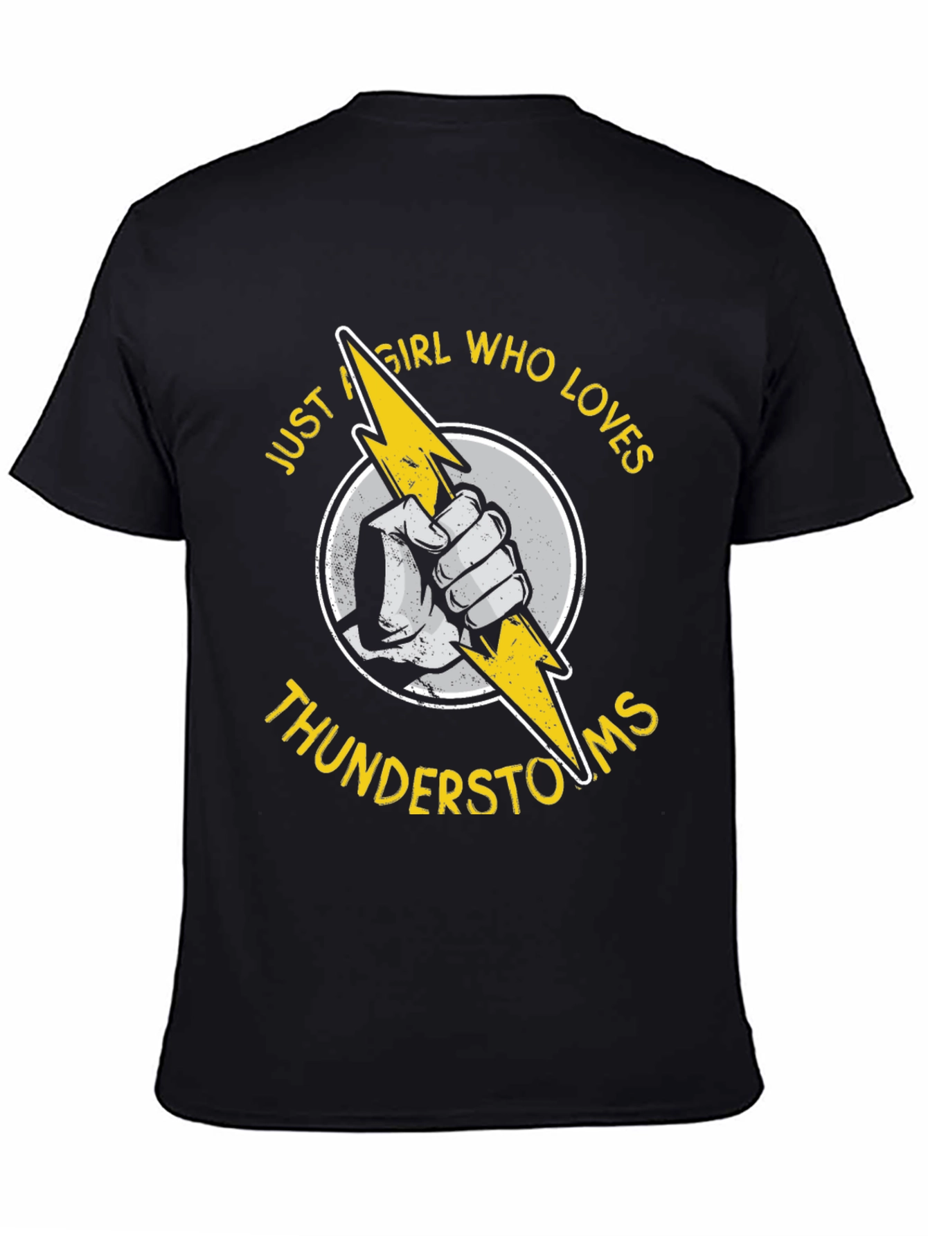 Girl Loves Thunderstorms Black Graphic Tee
