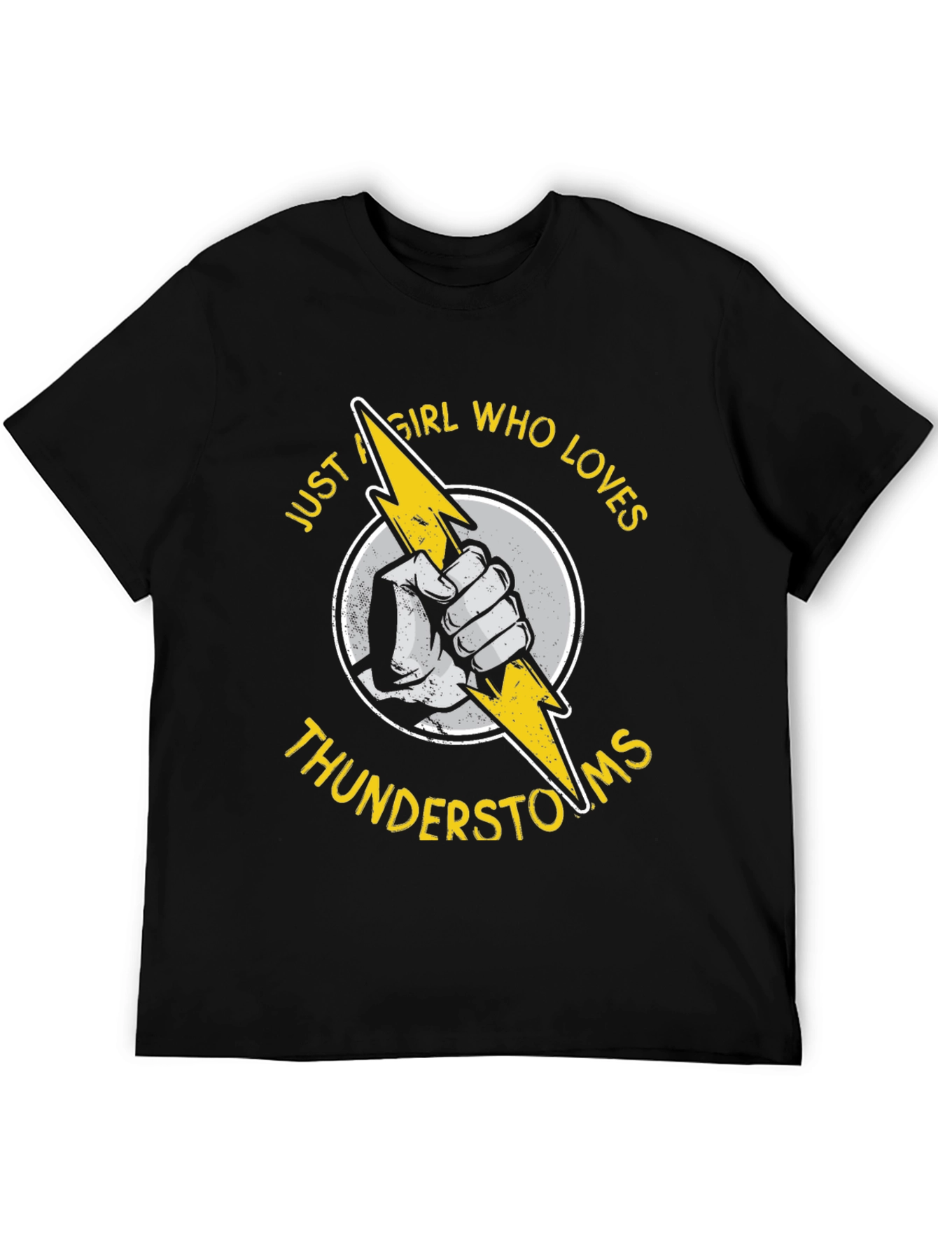 Girl Loves Thunderstorms Black Graphic Tee