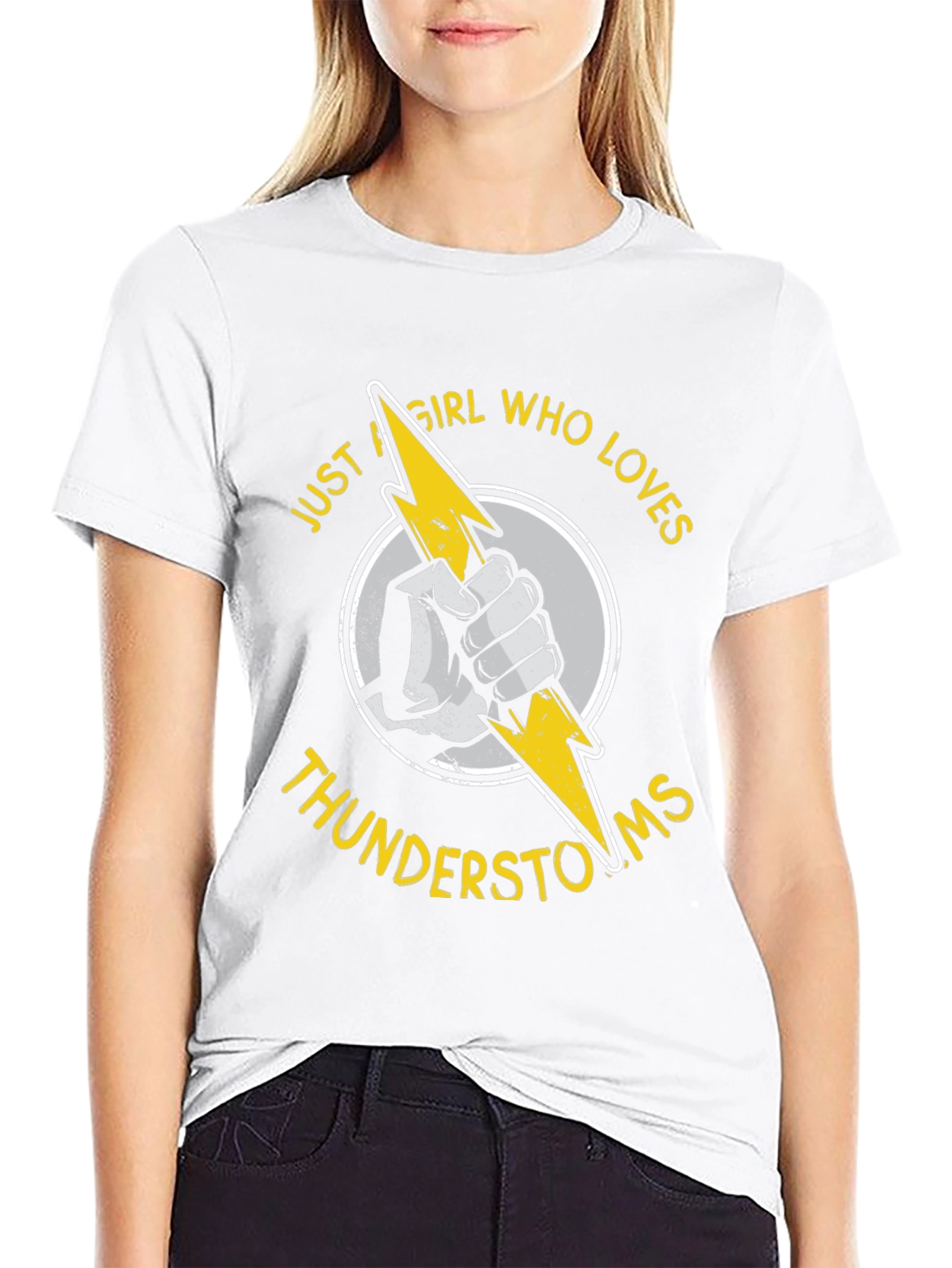 Girl Loves Thunderstorms Black Graphic Tee