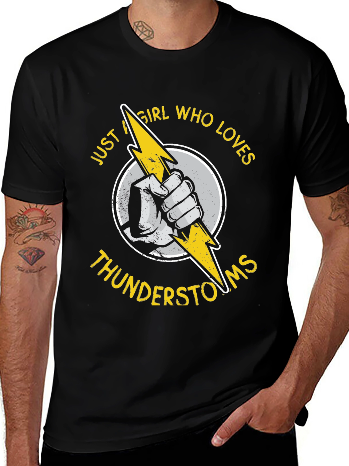 Girl Loves Thunderstorms Black Graphic Tee