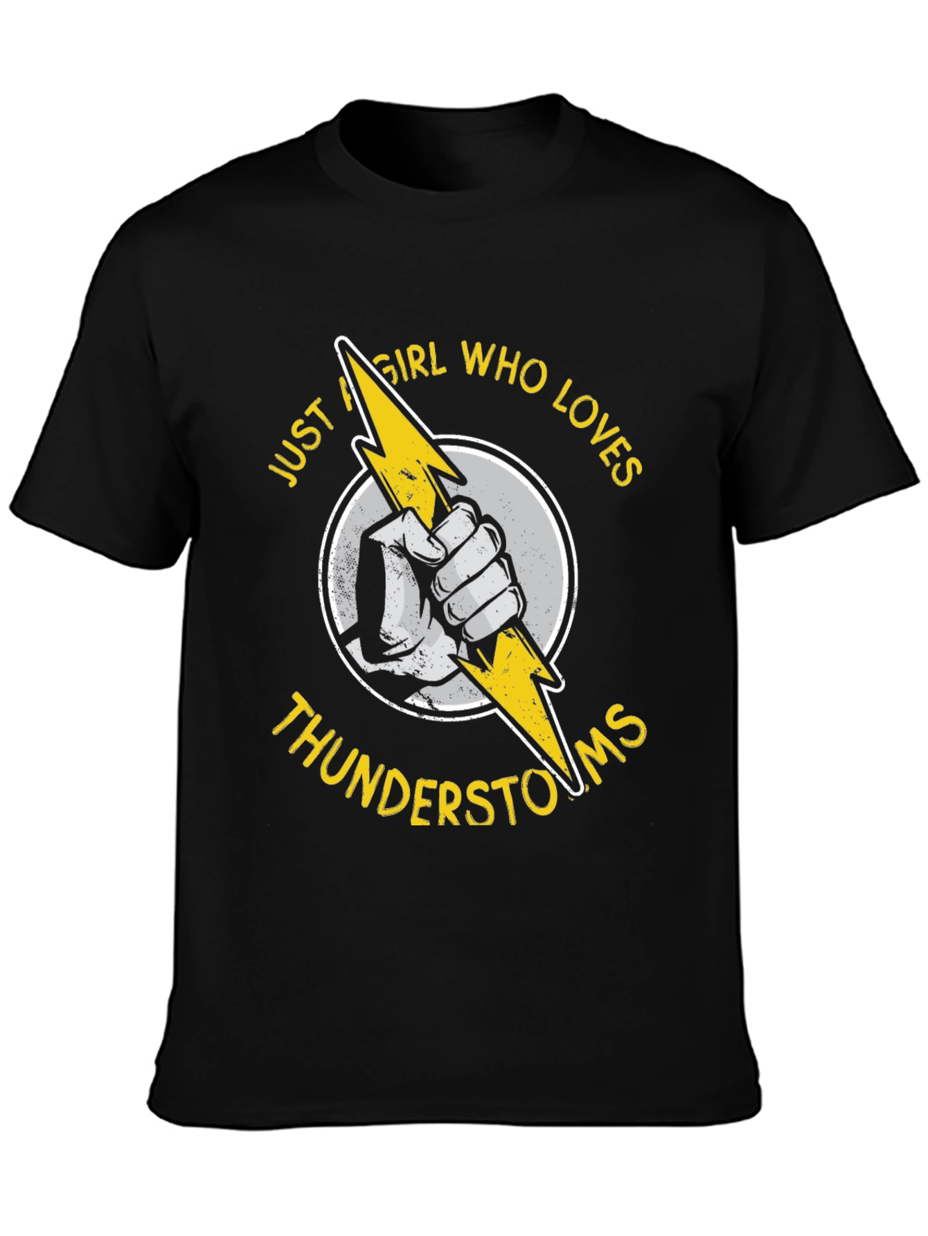 Girl Loves Thunderstorms Black Graphic Tee