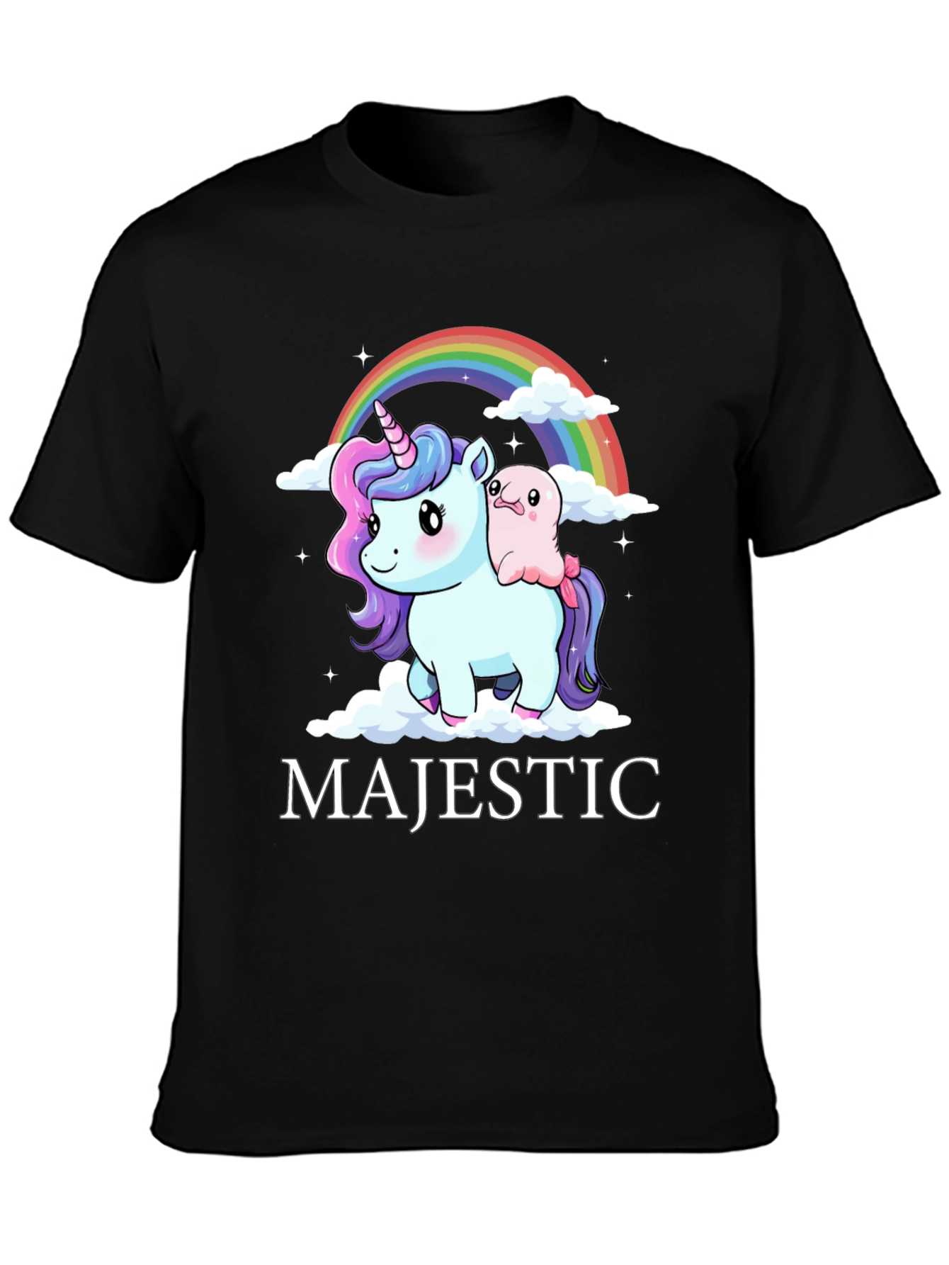 Majestic Unicorn & Friend Black T-Shirt