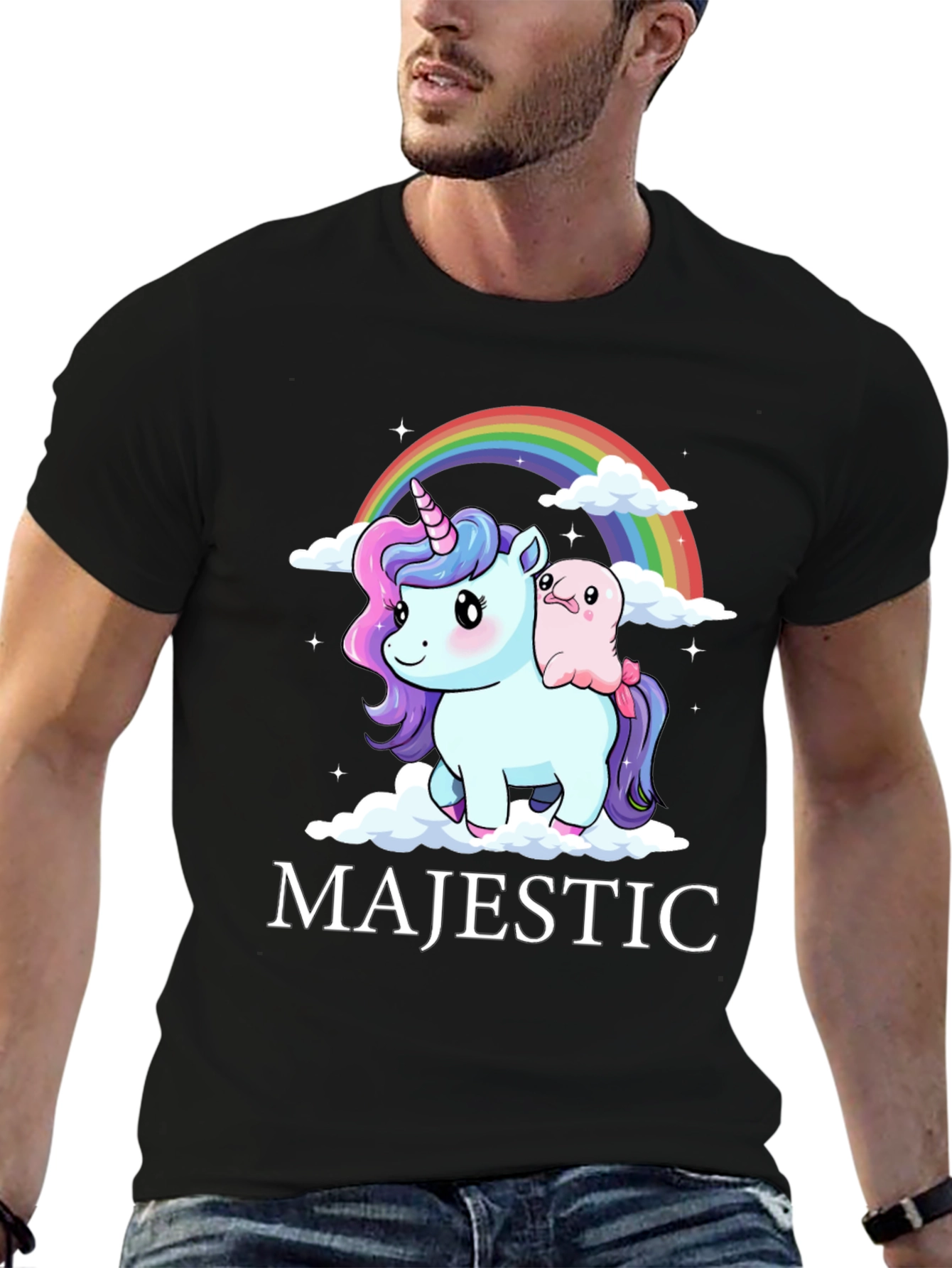 Majestic Unicorn & Friend Black T-Shirt