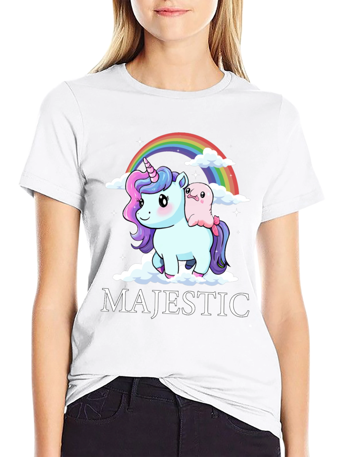 Majestic Unicorn & Friend Black T-Shirt