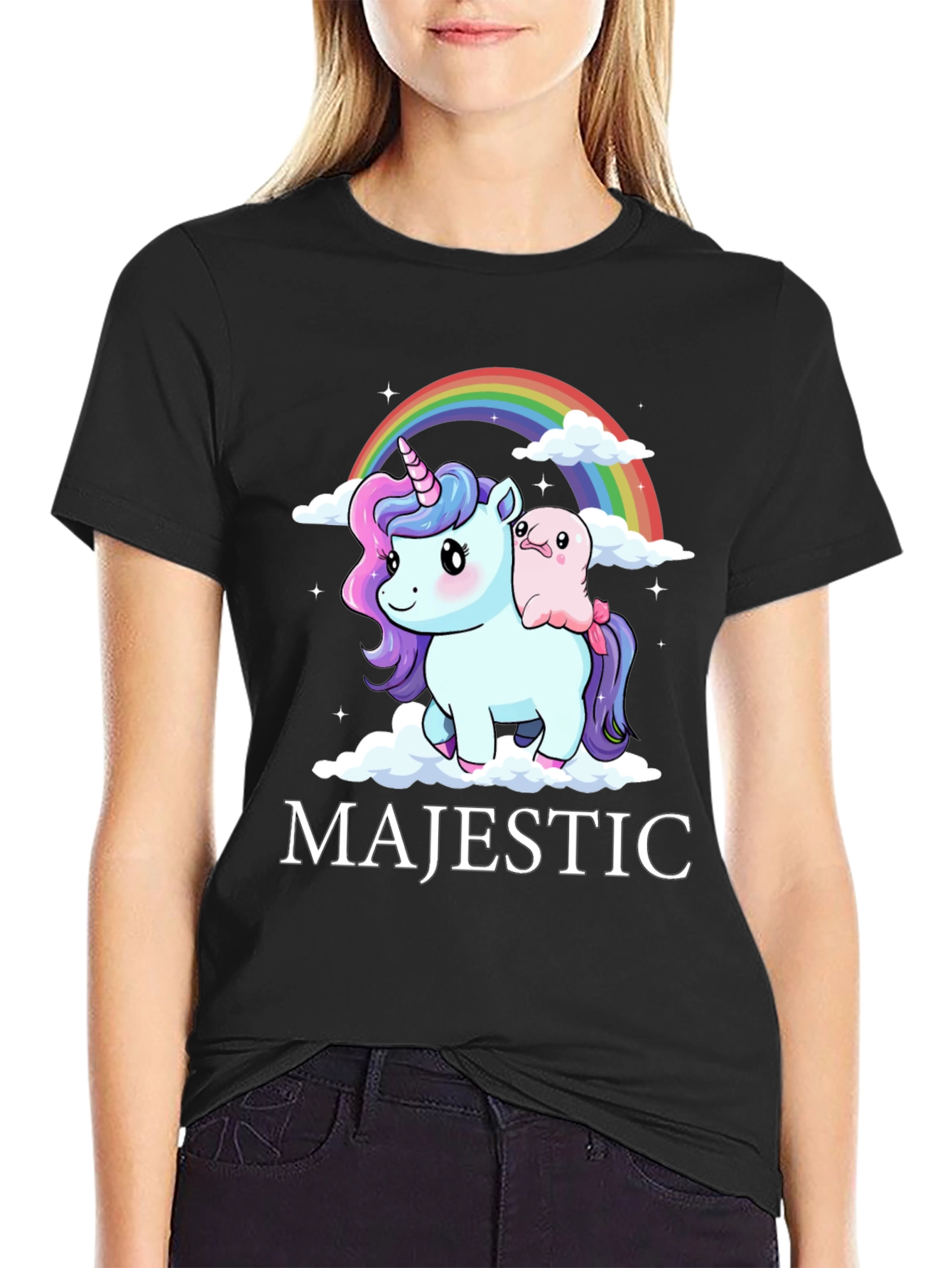 Majestic Unicorn & Friend Black T-Shirt