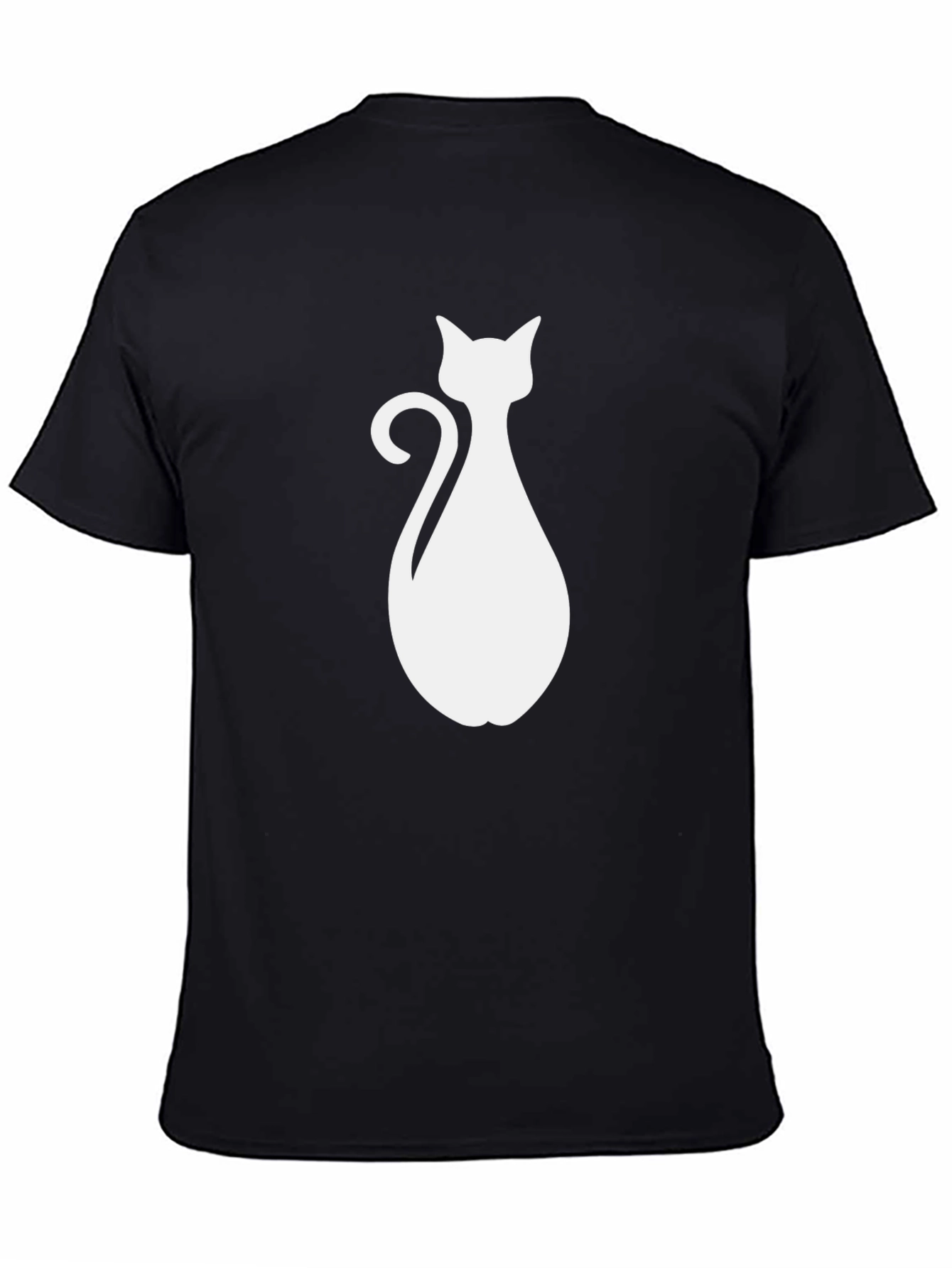 Cat Silhouette Graphic T-Shirt - Black
