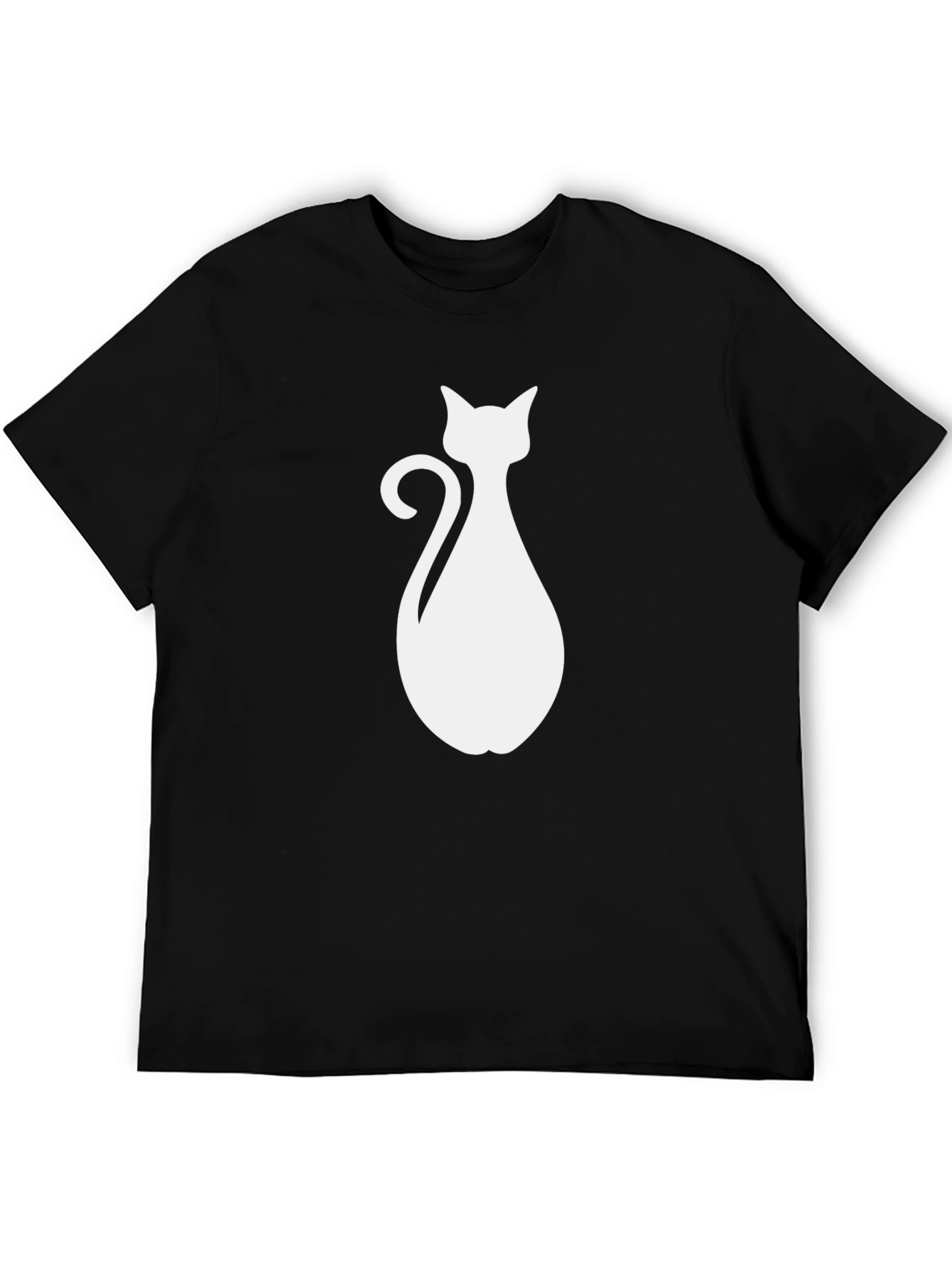 Cat Silhouette Graphic T-Shirt - Black