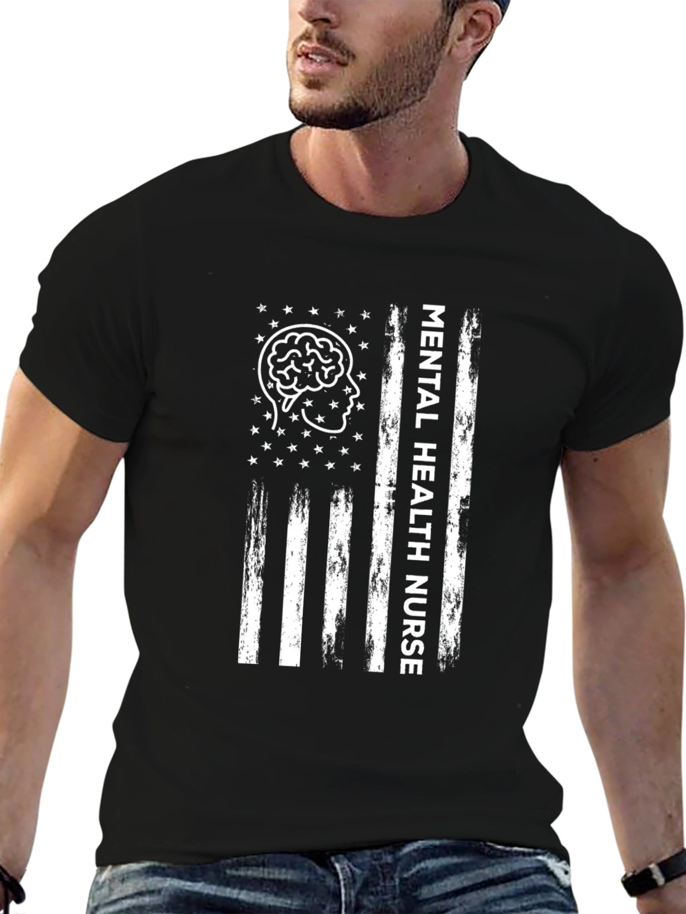 Mental Health Nurse American Flag Graphic T-Shirt