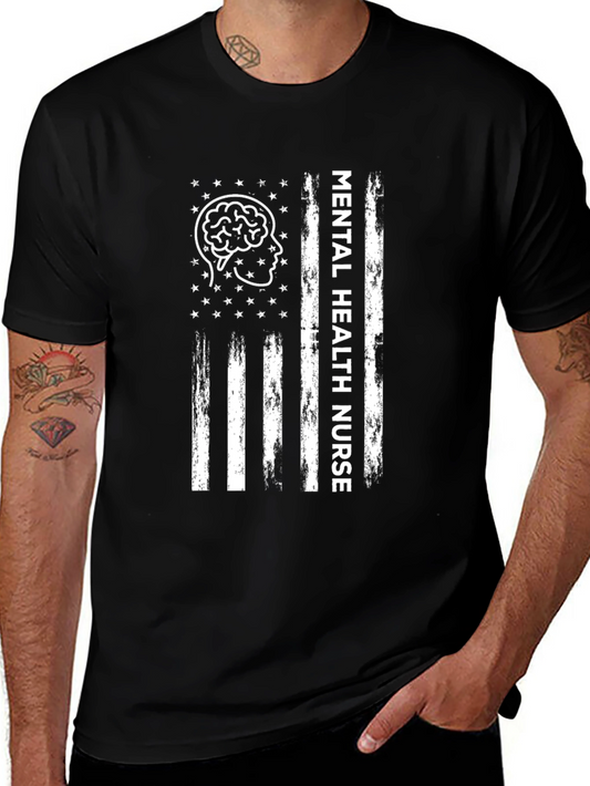 Mental Health Nurse American Flag Graphic T-Shirt