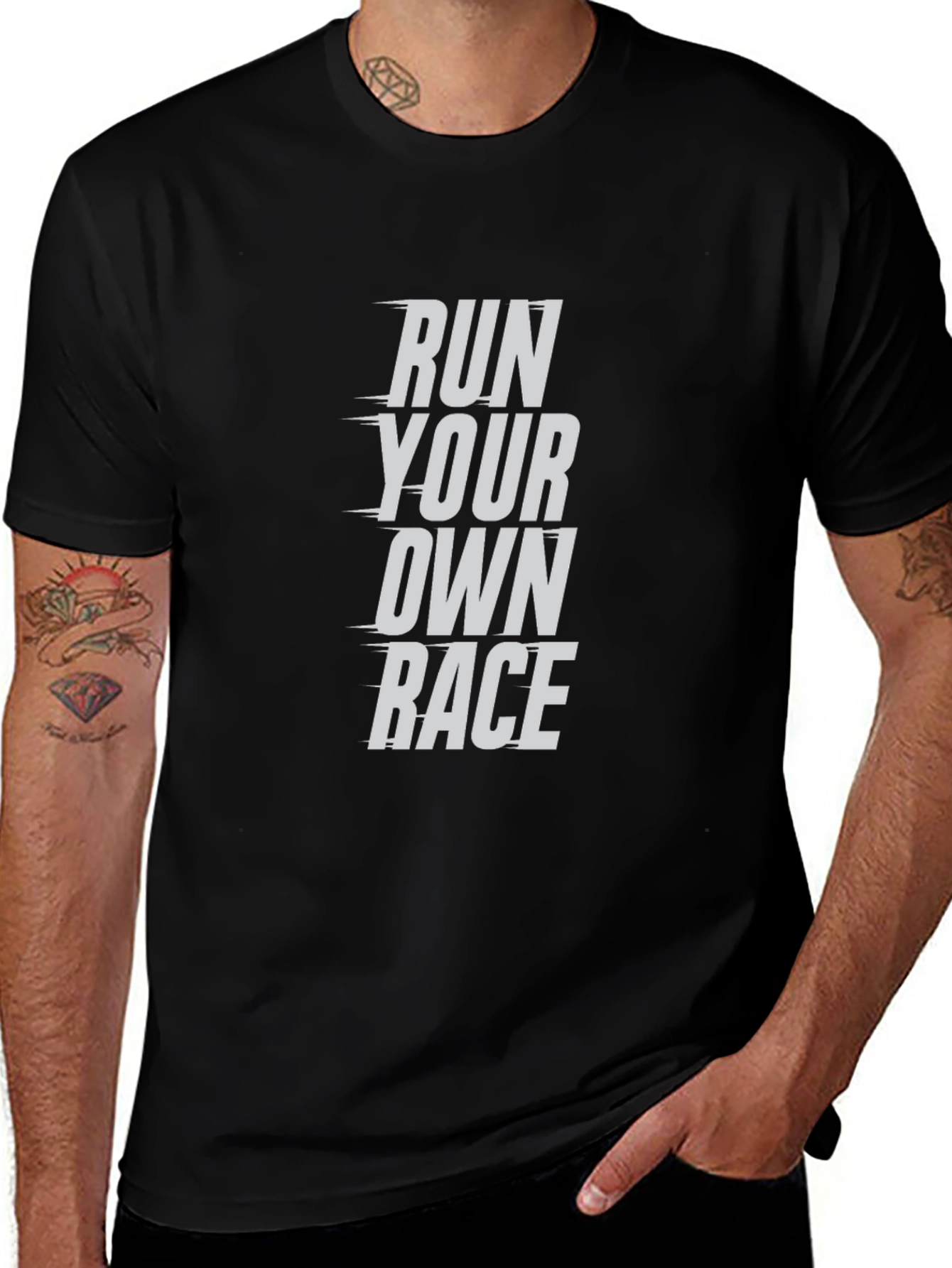 Run Your Own Race Graphic Tee - Black Cotton