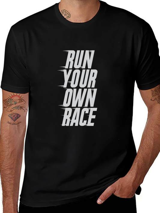 Run Your Own Race Graphic Tee - Black Cotton