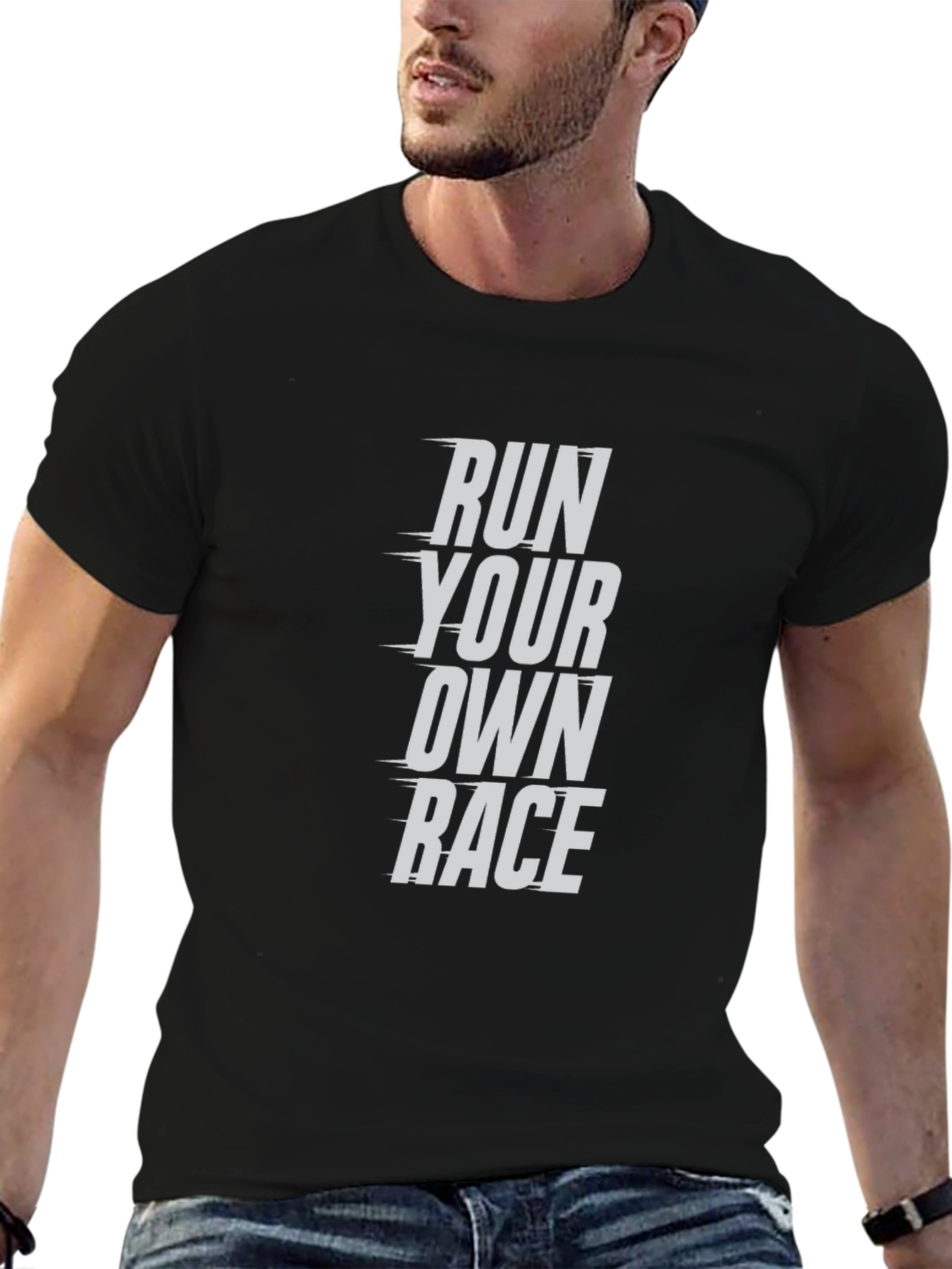 Run Your Own Race Graphic Tee - Black Cotton