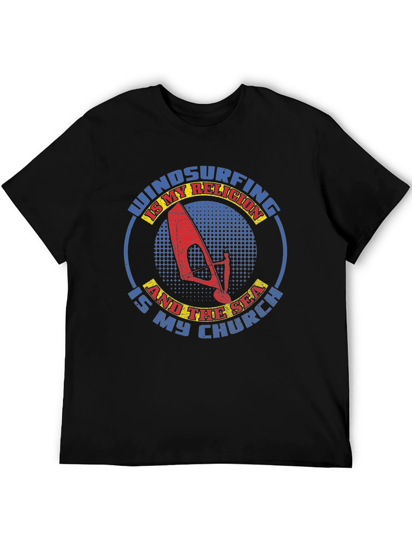 Windsurfing Is My Religion Black Graphic T-Shirt