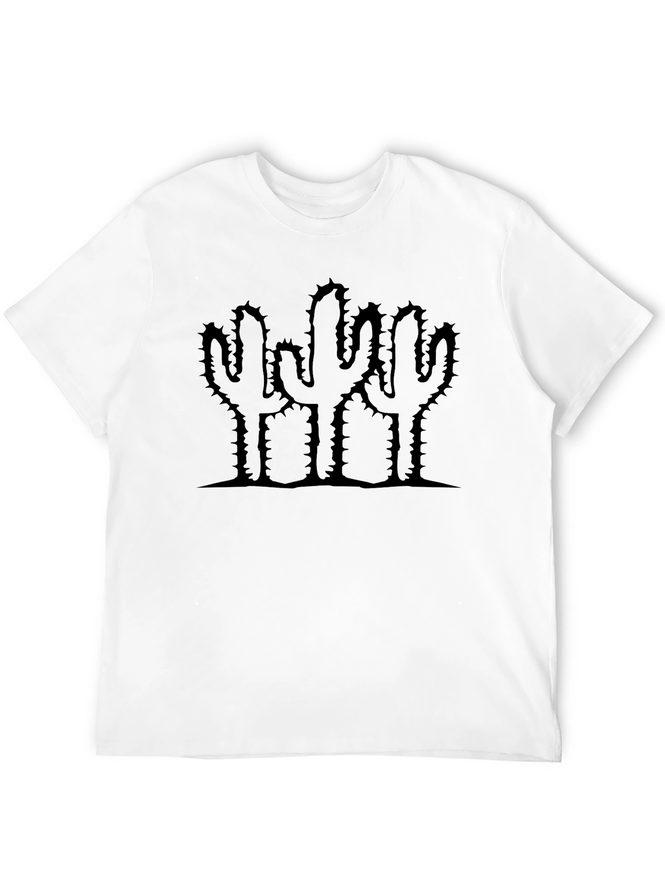 Cactus Graphic Print Mens Black T-Shirt