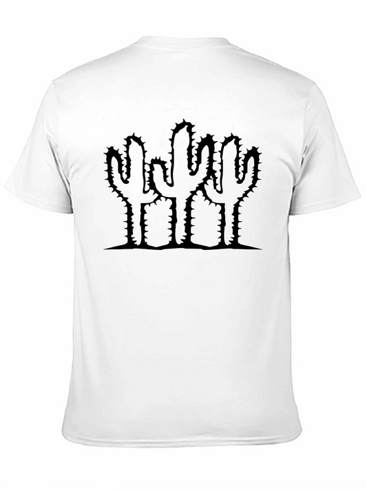 Cactus Graphic Print Mens Black T-Shirt