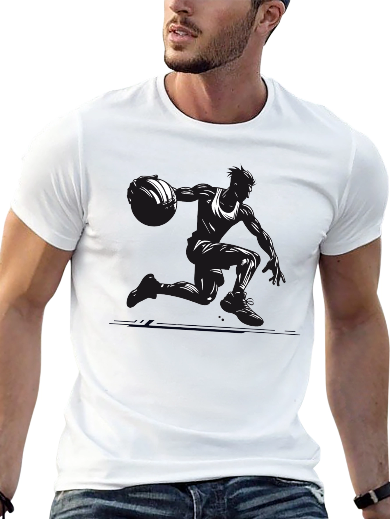 Black Basketball Player Graphic Tee