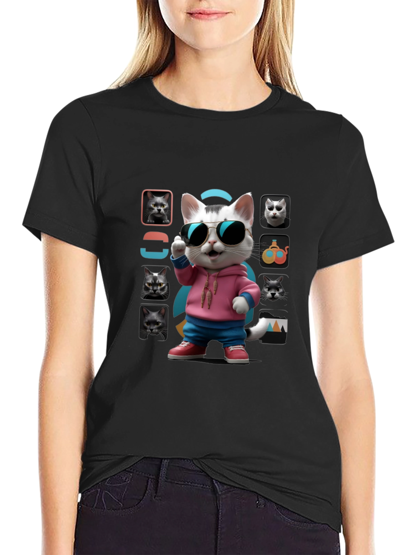 Cool Cat Graphic Tee - Unique Design