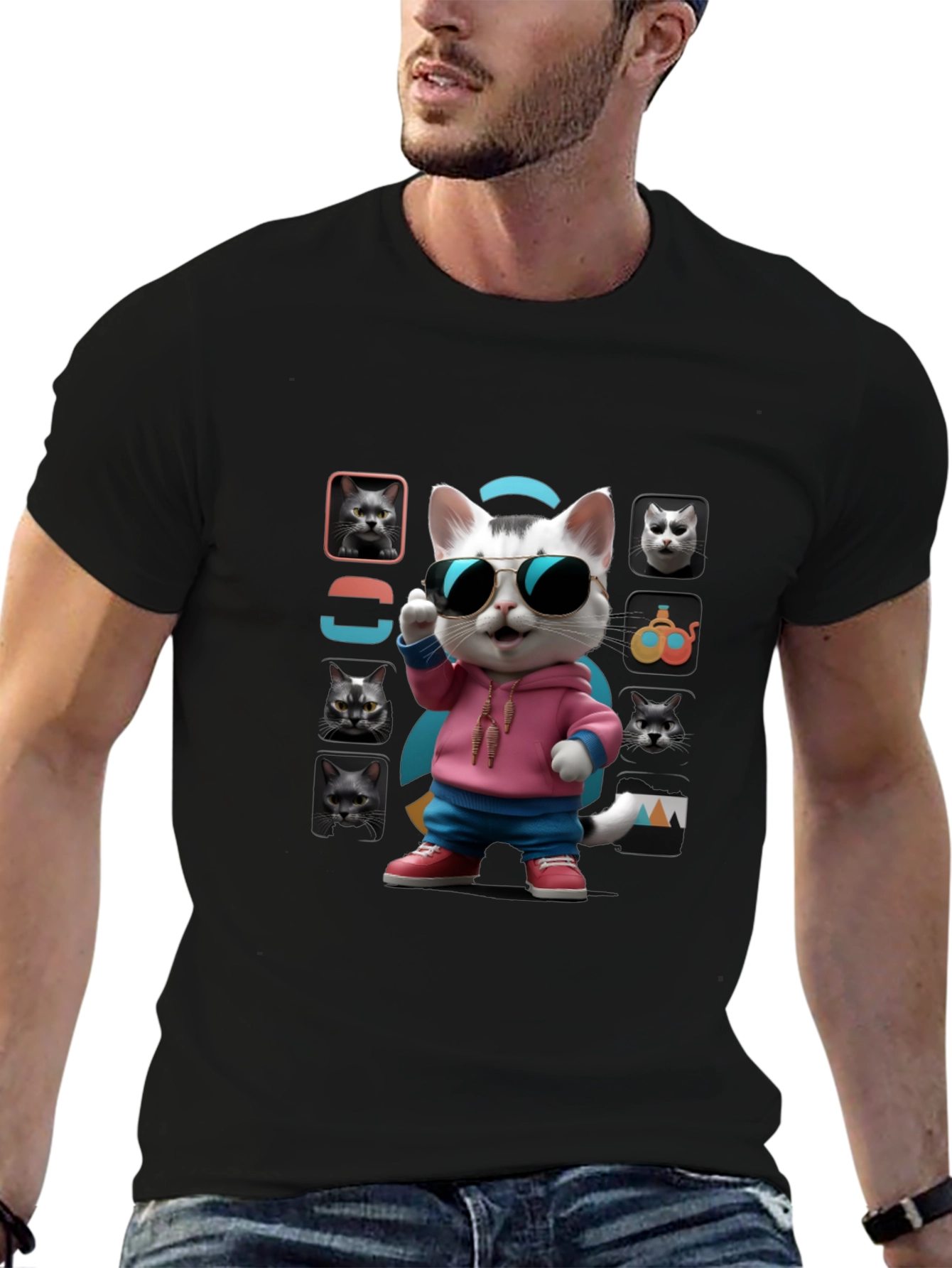 Cool Cat Graphic Tee - Unique Design