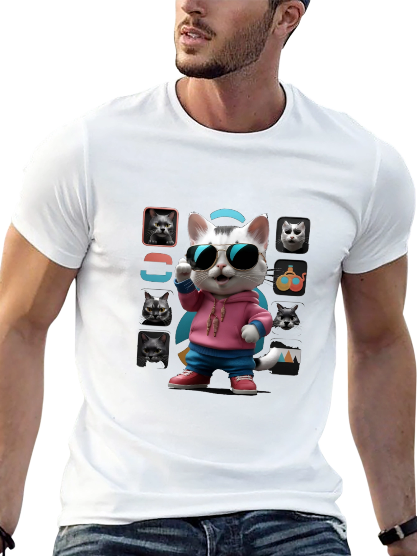Cool Cat Graphic Tee - Unique Design