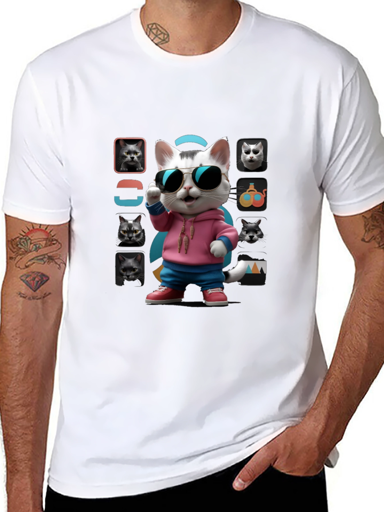 Cool Cat Graphic Tee - Unique Design