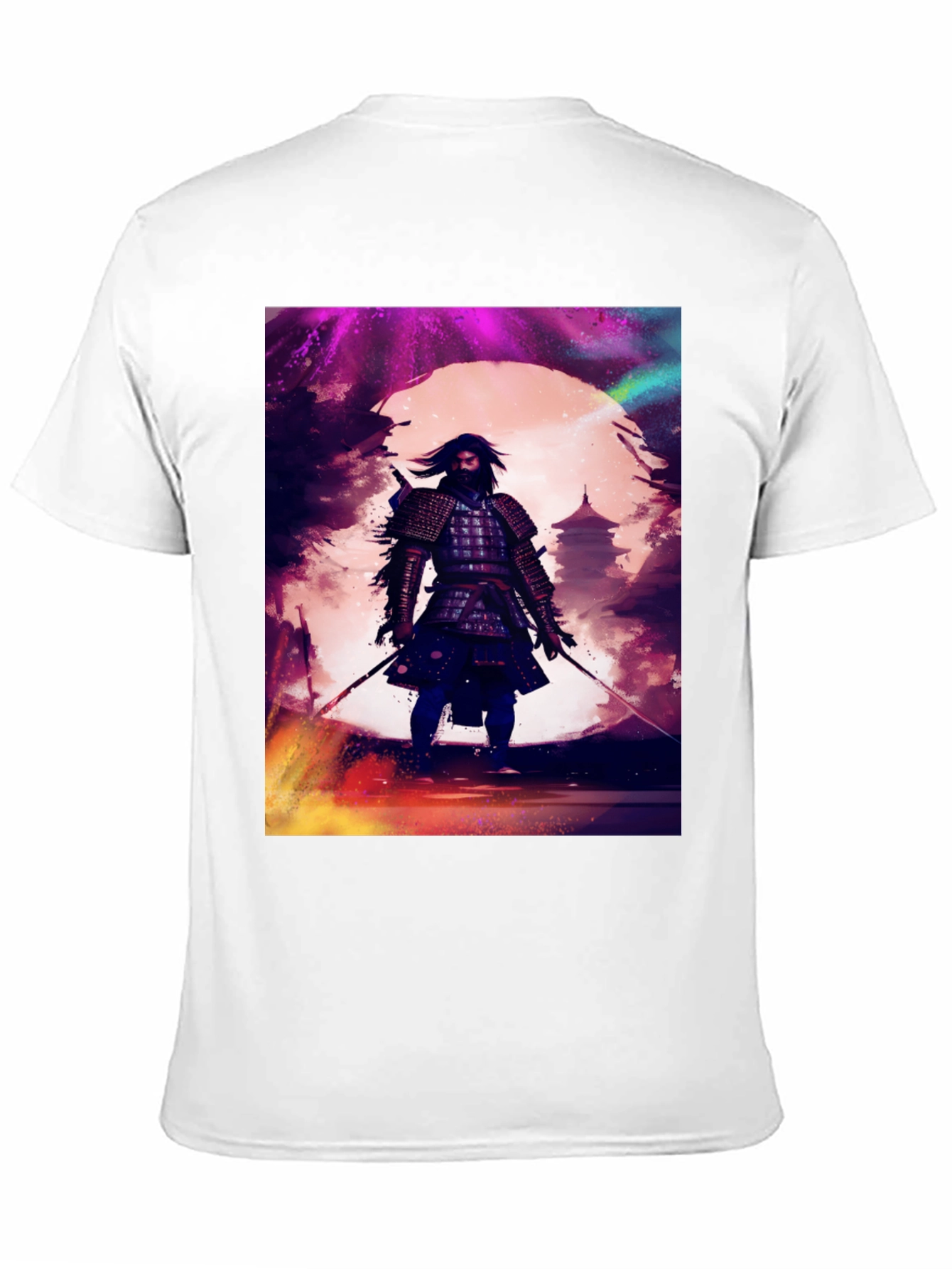 Samurai Warrior Graphic Tee - Black Cotton T-Shirt