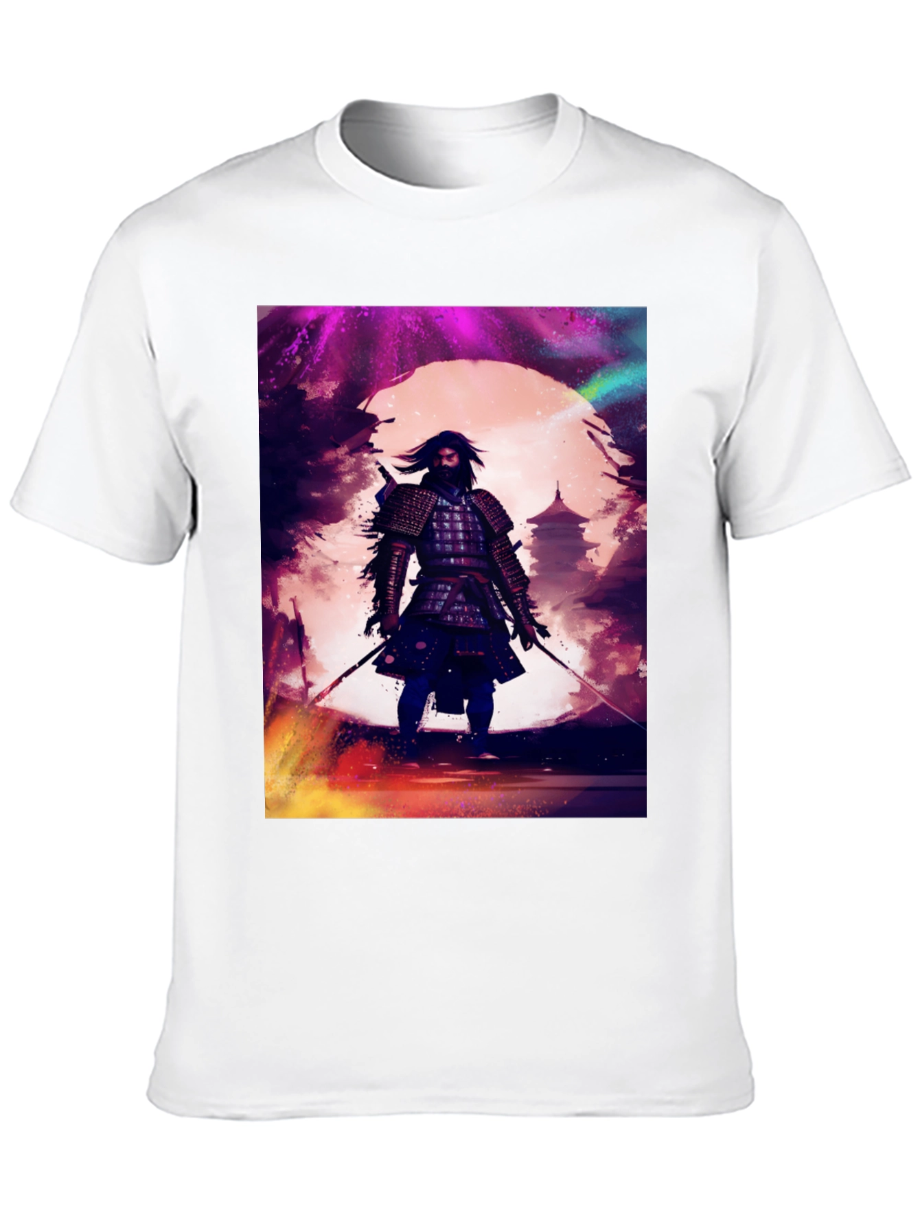 Samurai Warrior Graphic Tee - Black Cotton T-Shirt